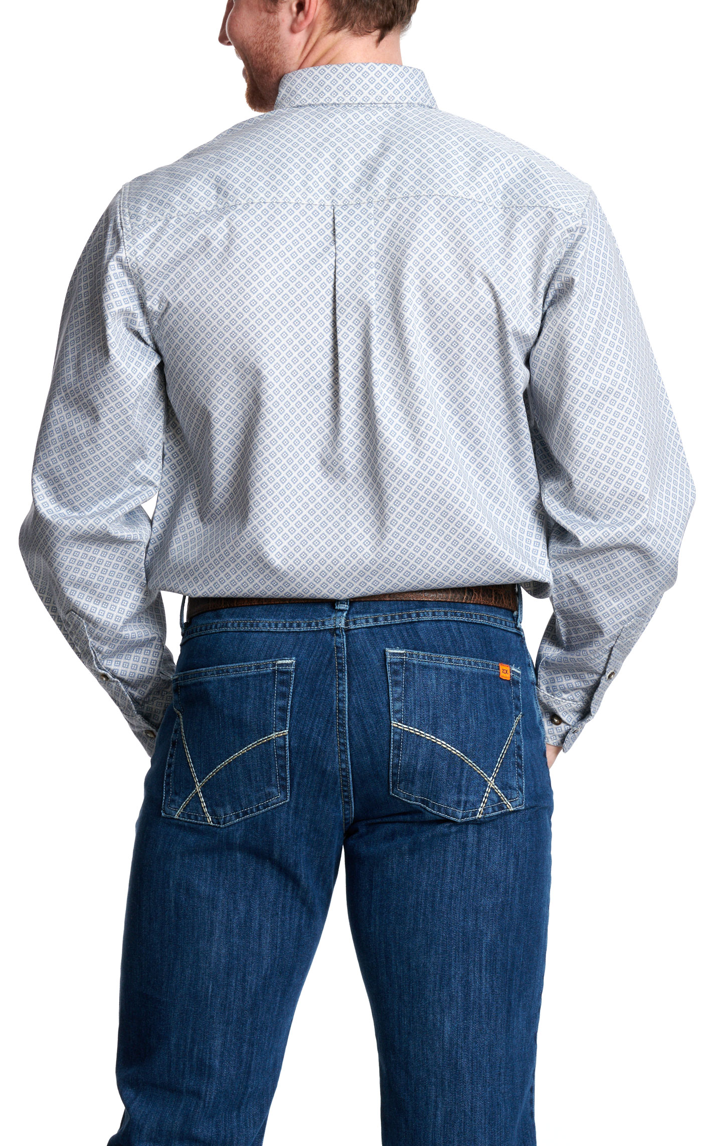 Forge Men's Cornflower Blue Geo FR Work Shirt - Image 2