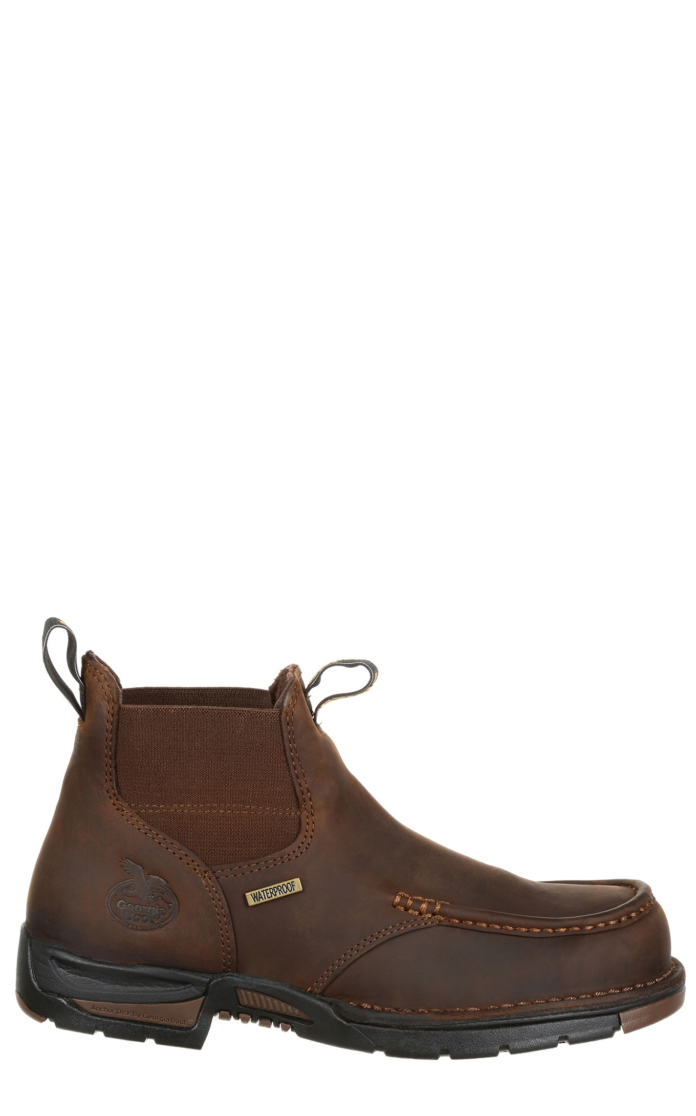 Georgia Boot Athens Chelsea Brown Moc Toe Slip On Work Boots - Image 1