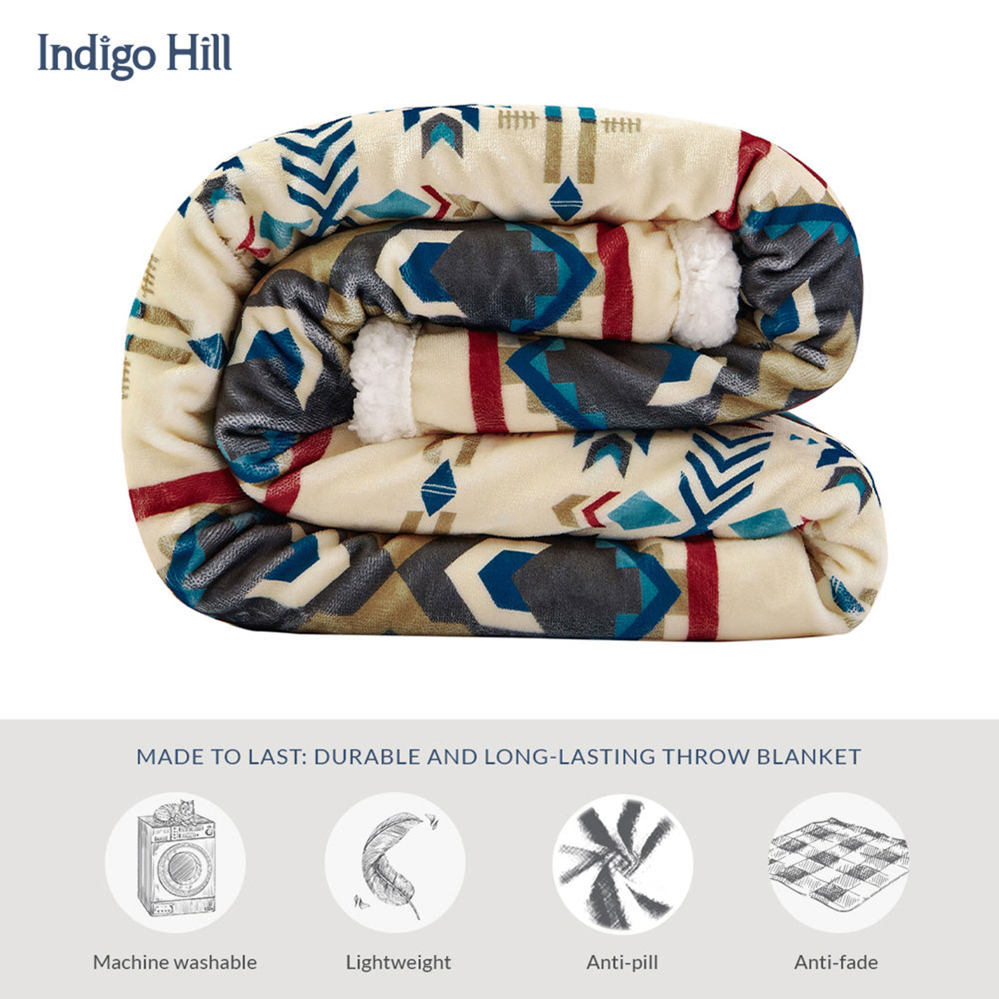 Indigo Hill Spirit Valley Aztec Campfire Sherpa Throw  - Image 5