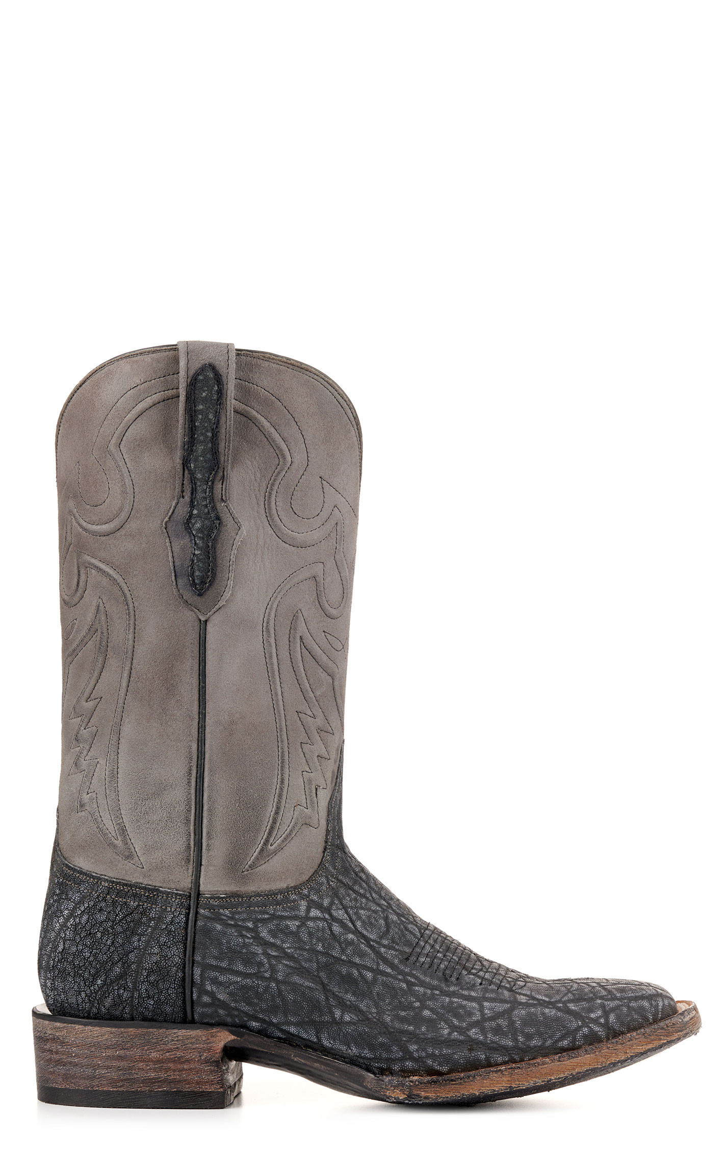 Black Jack Men's Burnished and Safari Gray Elephant Square Toe Exotic Cowboy Boots - Image 1
