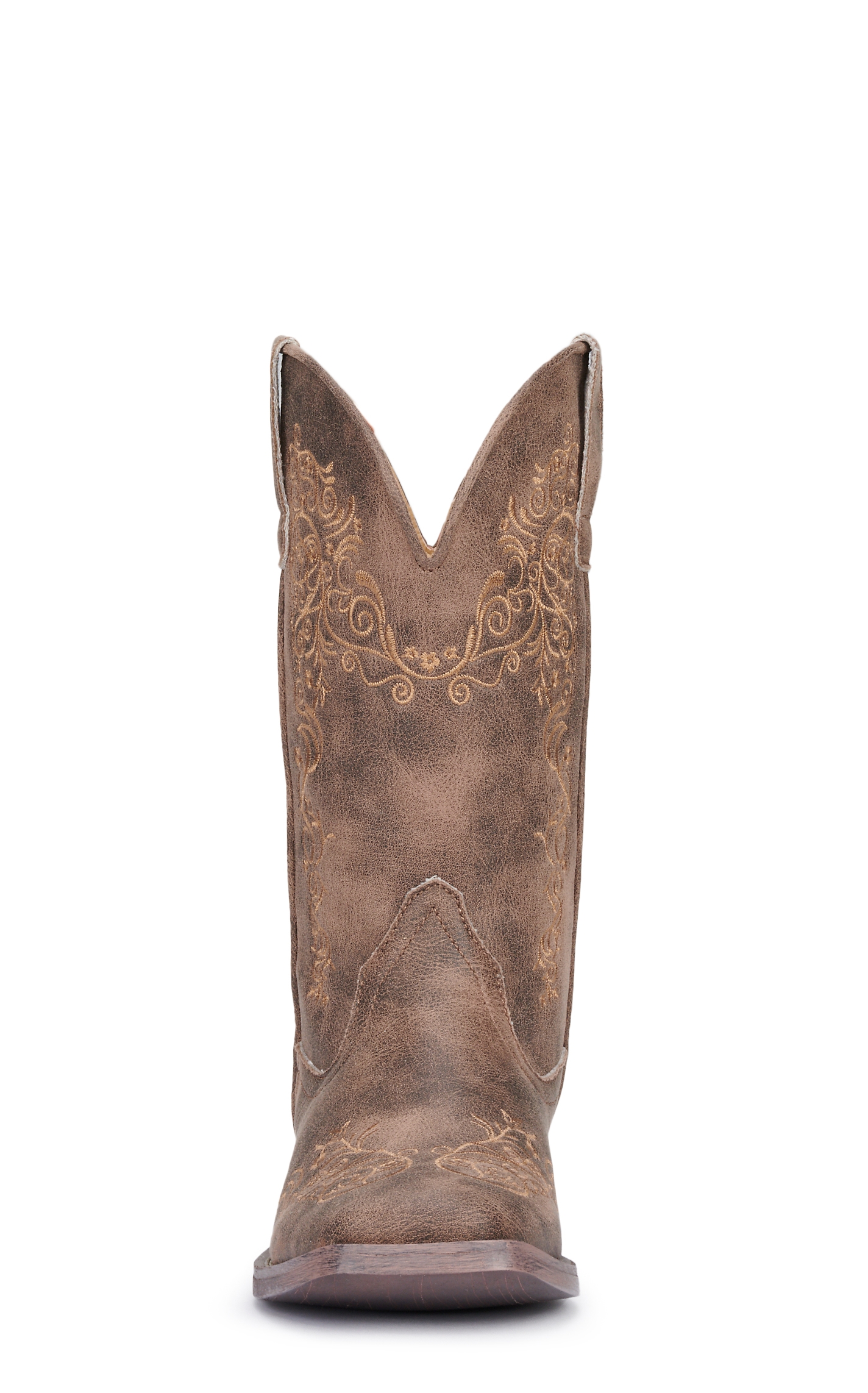 Roper Women's Brown Bomber with Scroll Embroidery Wide Square Toe Cowboy Boots - Image 1