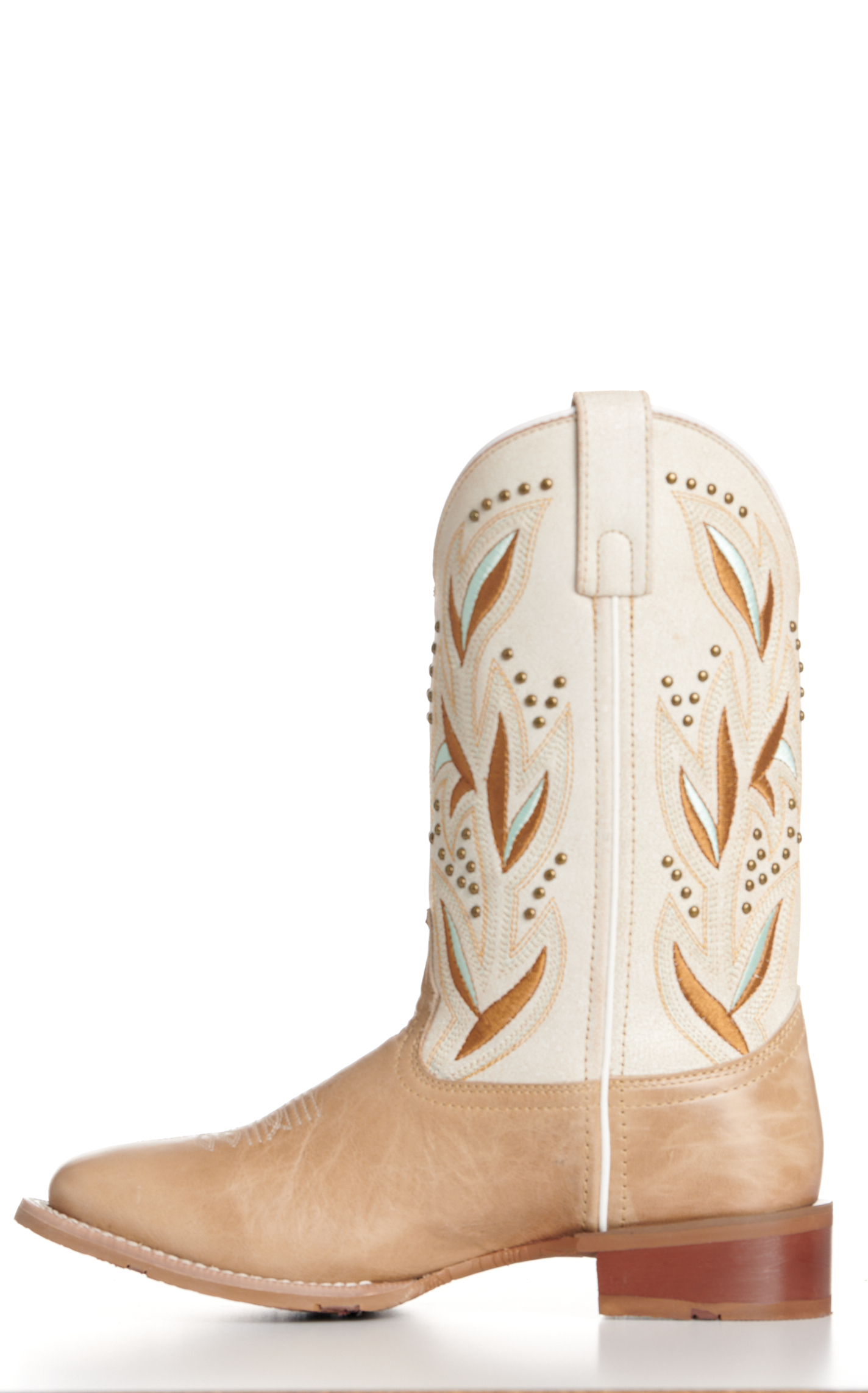 Laredo Women's Lydia Sand and Distressed White Wide Square Toe Cowboy Boots - Image 1
