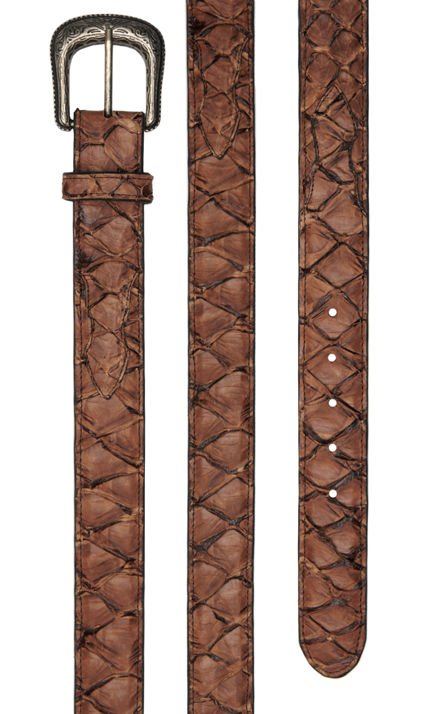 Cavender's Men's Mahogany Pirarucu Belt - Image 1