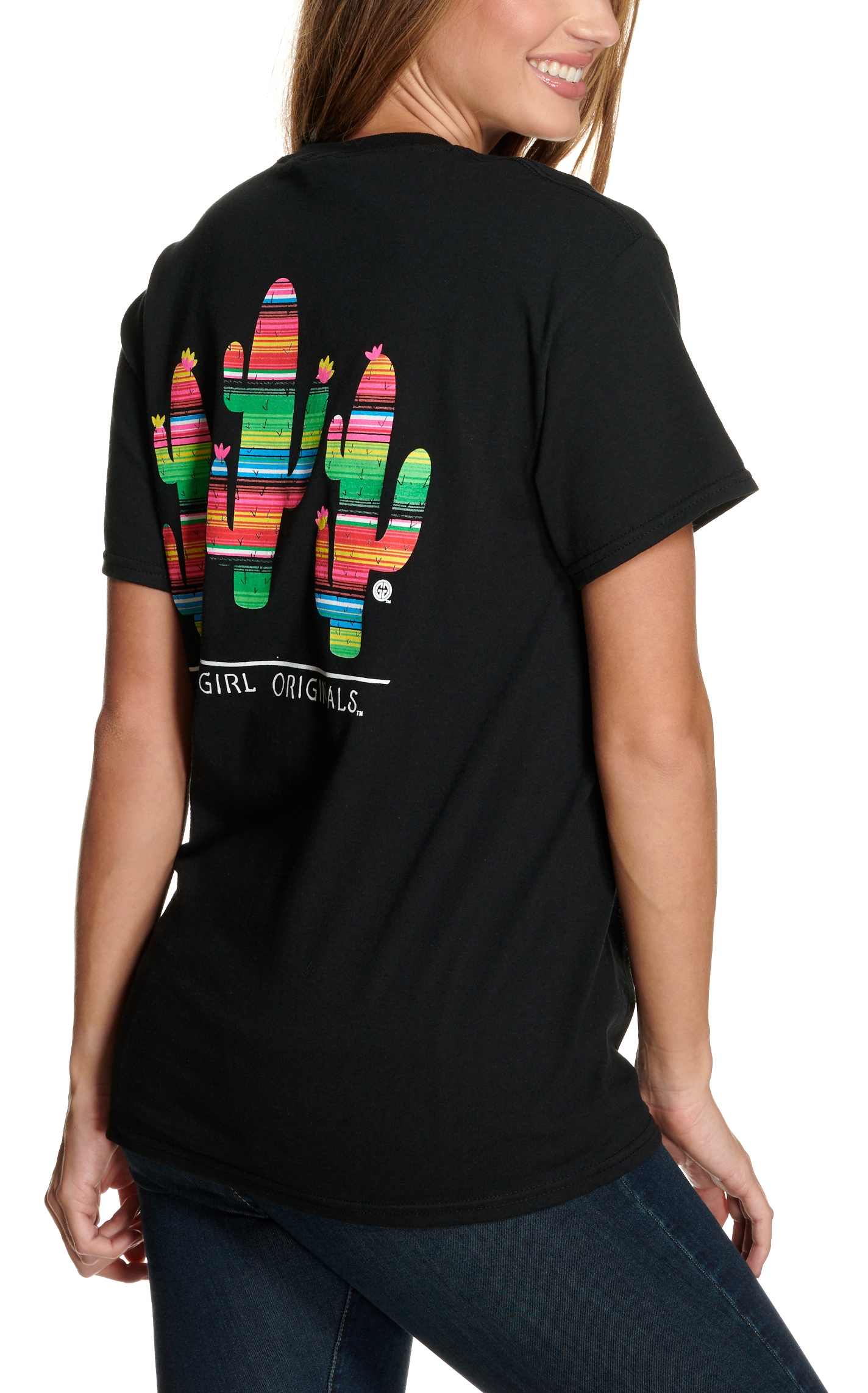 Girlie Girl Originals Women's Black Serape Cactus Short Sleeve T-Shirt - Image 1