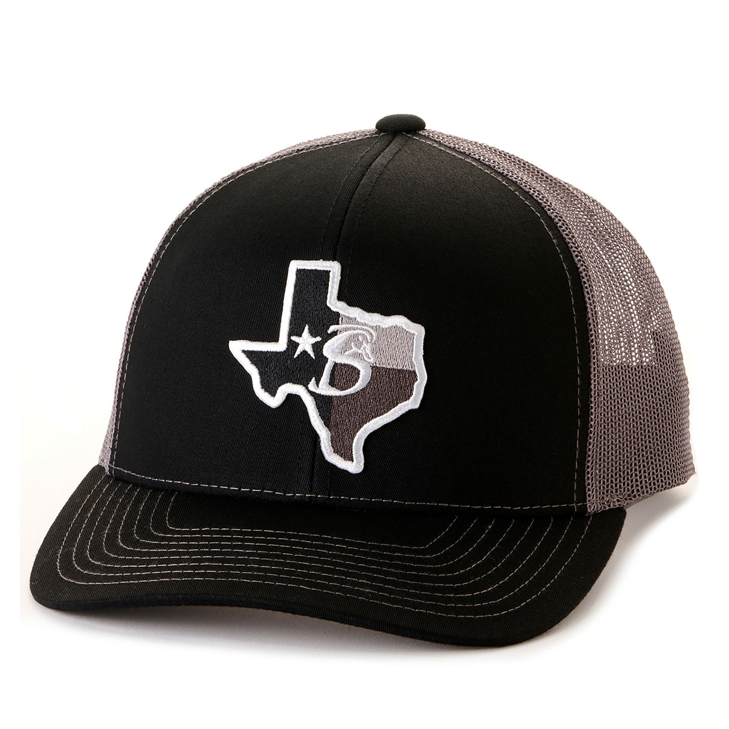 Stackin Bills Black & Charcoal Gray with Texas Logo Patch Snap Back Cap - Image 1