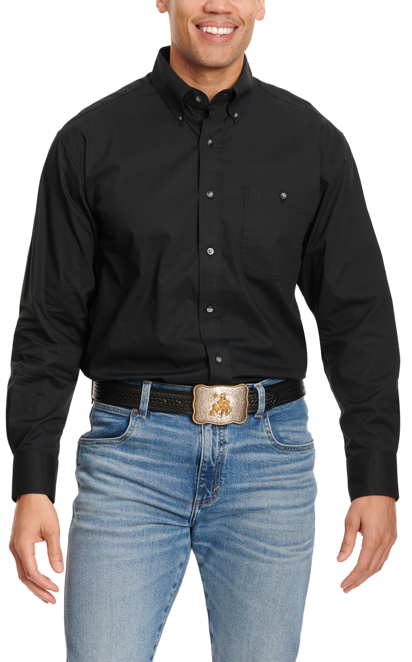 Wrangler Men's George Strait Collection Black Stretch Western Shirt - Big & Tall - Image 1