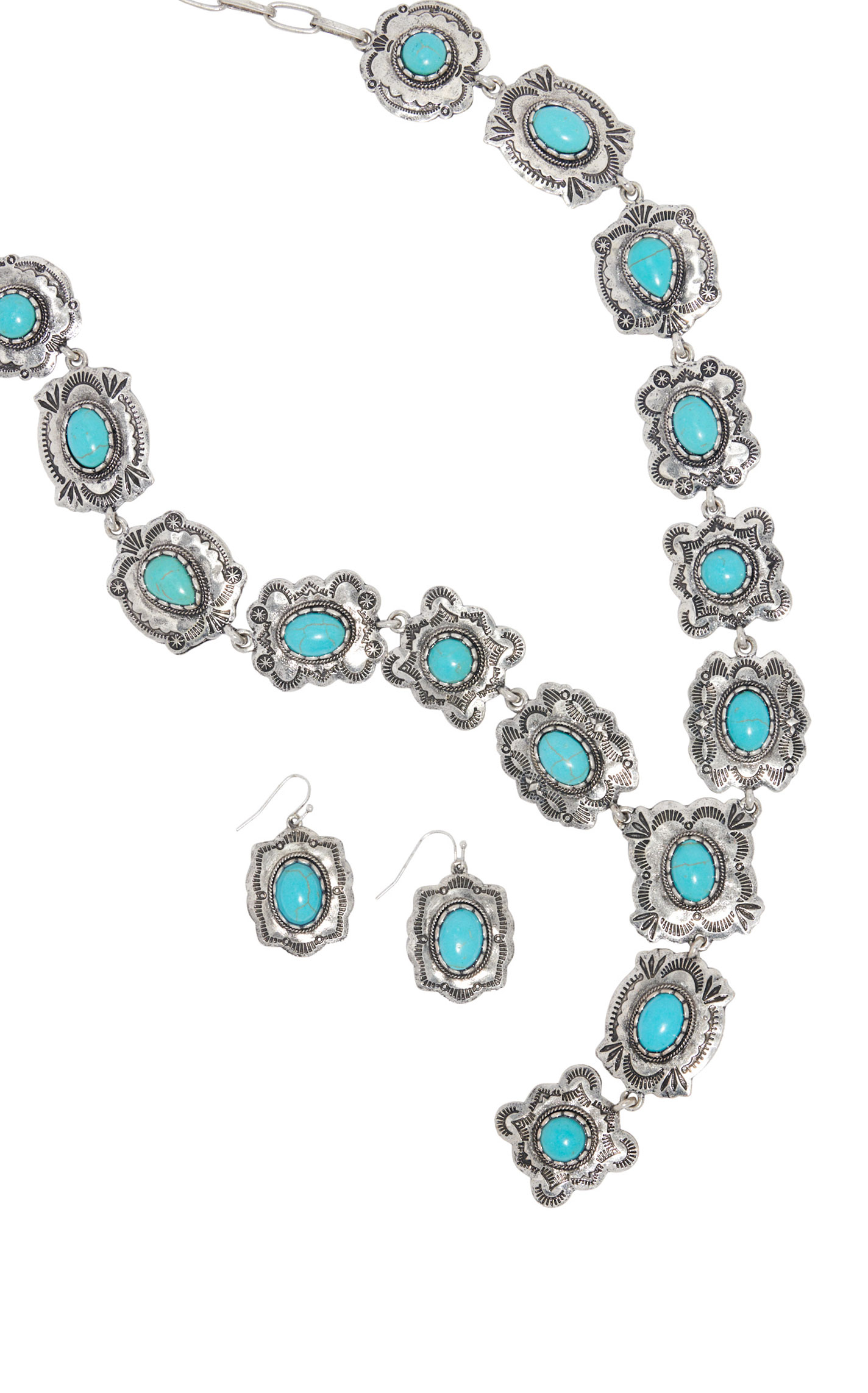806 by Pink Panache Turquoise Small Conchos Jewelry Set  - Image 1