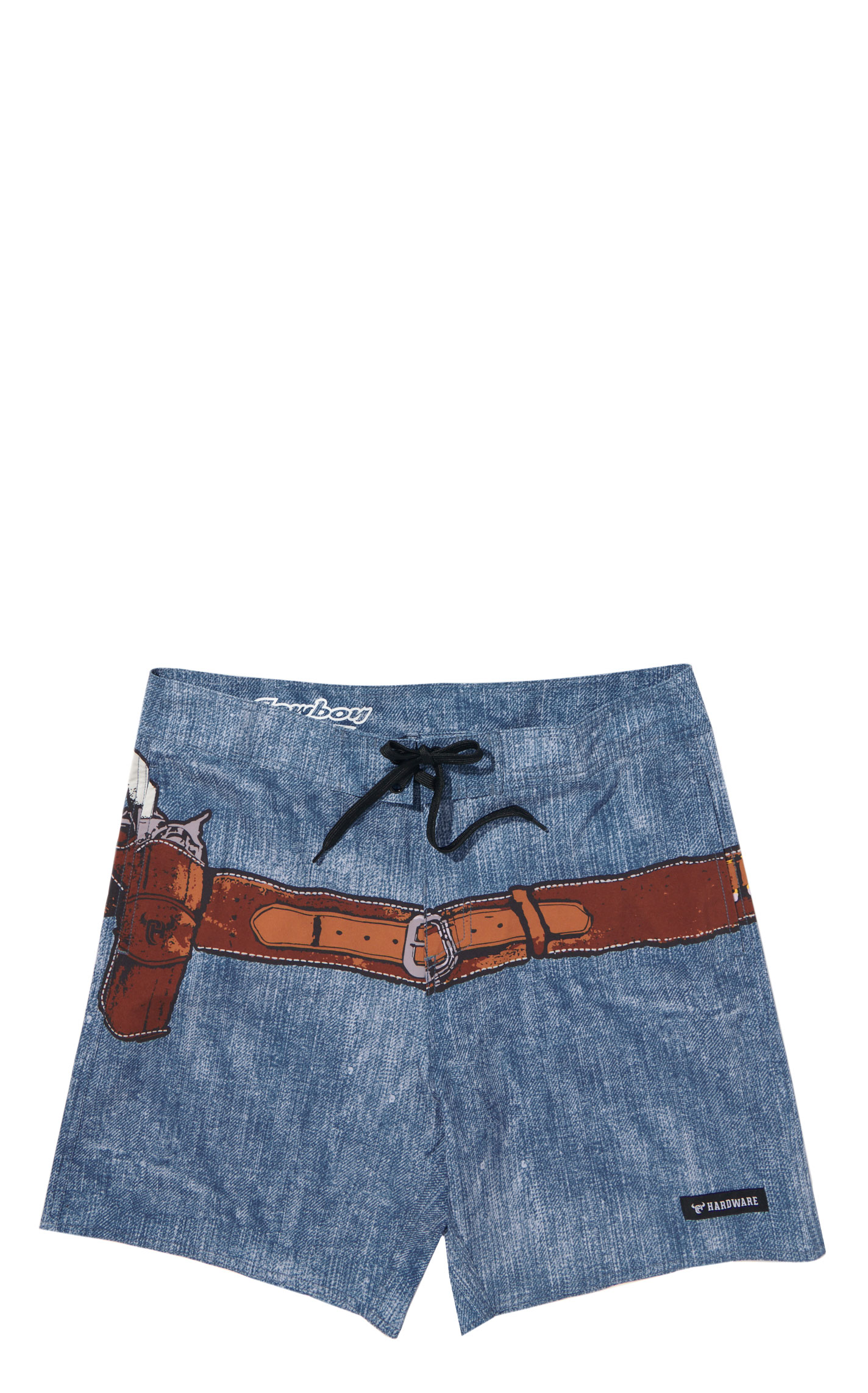 Cowboy Hardware Men's Denim Blue Six Shooter Swim Trunks - Image 1