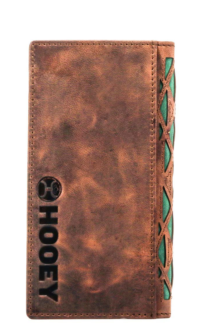Hooey Men's Chocolate Genuine Leather Pine & Cream Inlay Aztec Rodeo Wallet - Image 1