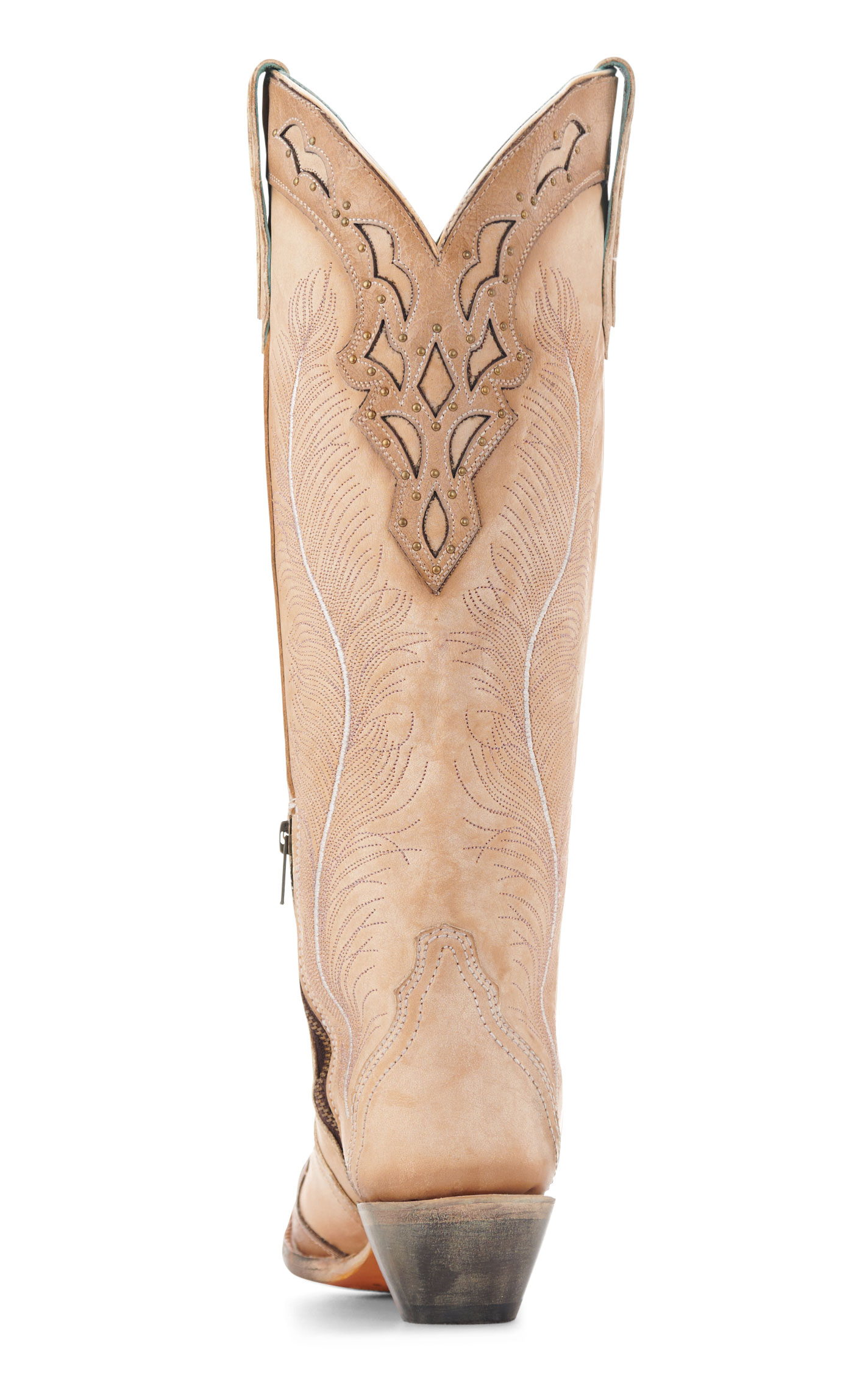 Corral Women's Sand Crackled Overlay & Studs Snip Toe Cowboy Boots - Image 1