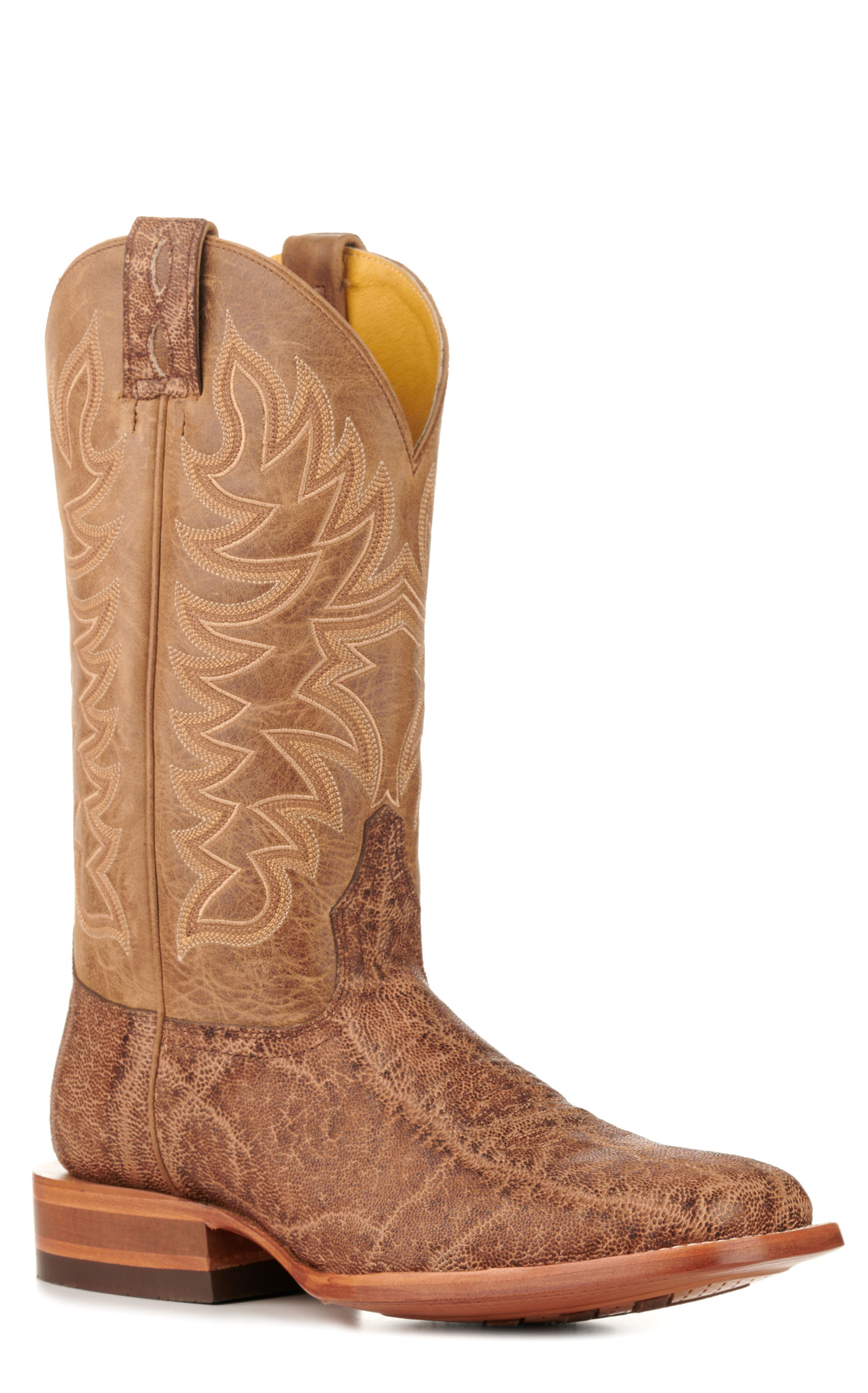 Cavender's Men's Endurance Honey and Tobacco Elephant Wide Square Toe Exotic Cowboy Boots - Image 1