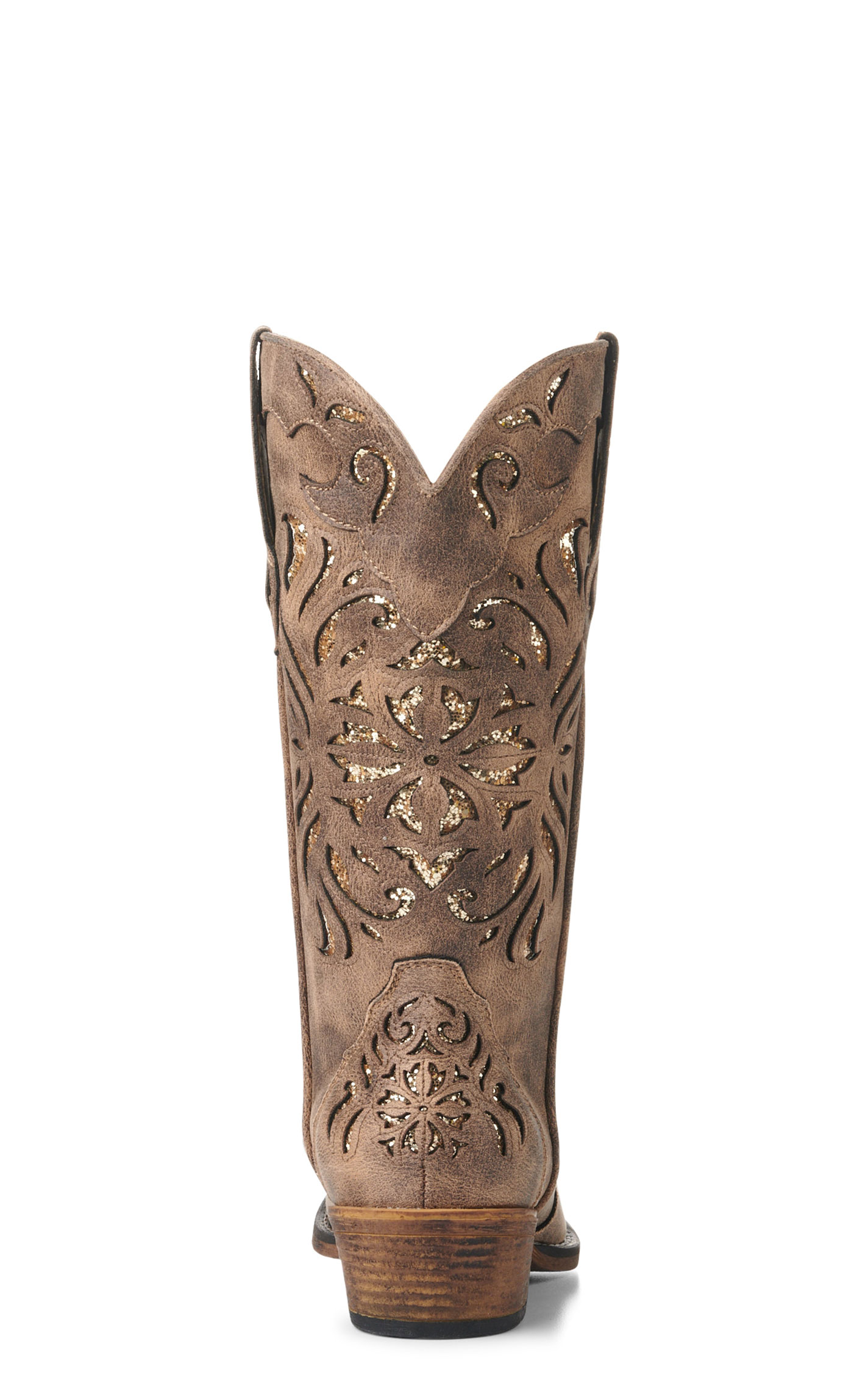 Roper Women's Riley Glitz Brown with Copper Glitter Inlay Snip Toe Cowboy Boots - Image 1