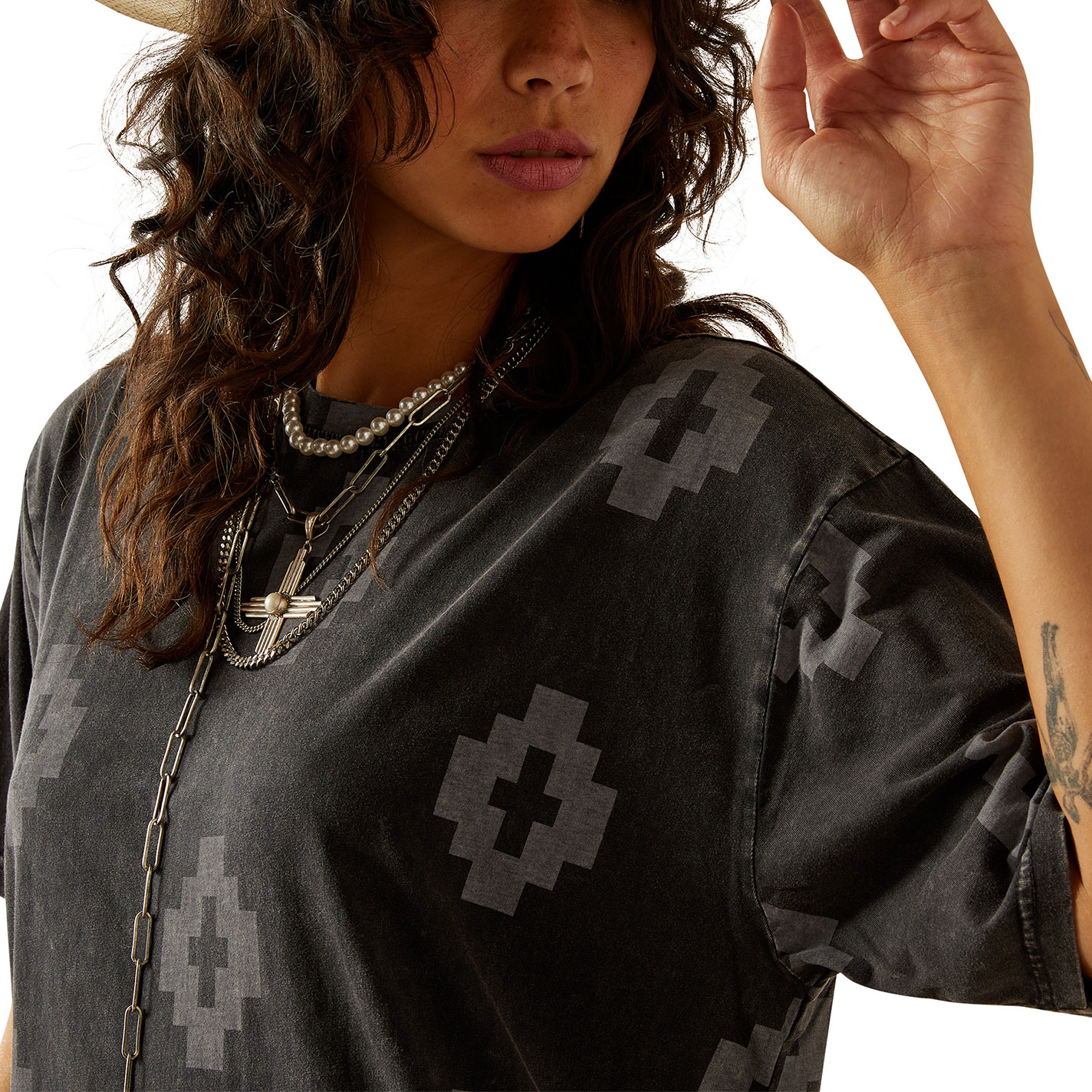 Ariat Women's Isela Black Aztec Print T-Shirt Dress - Image 1