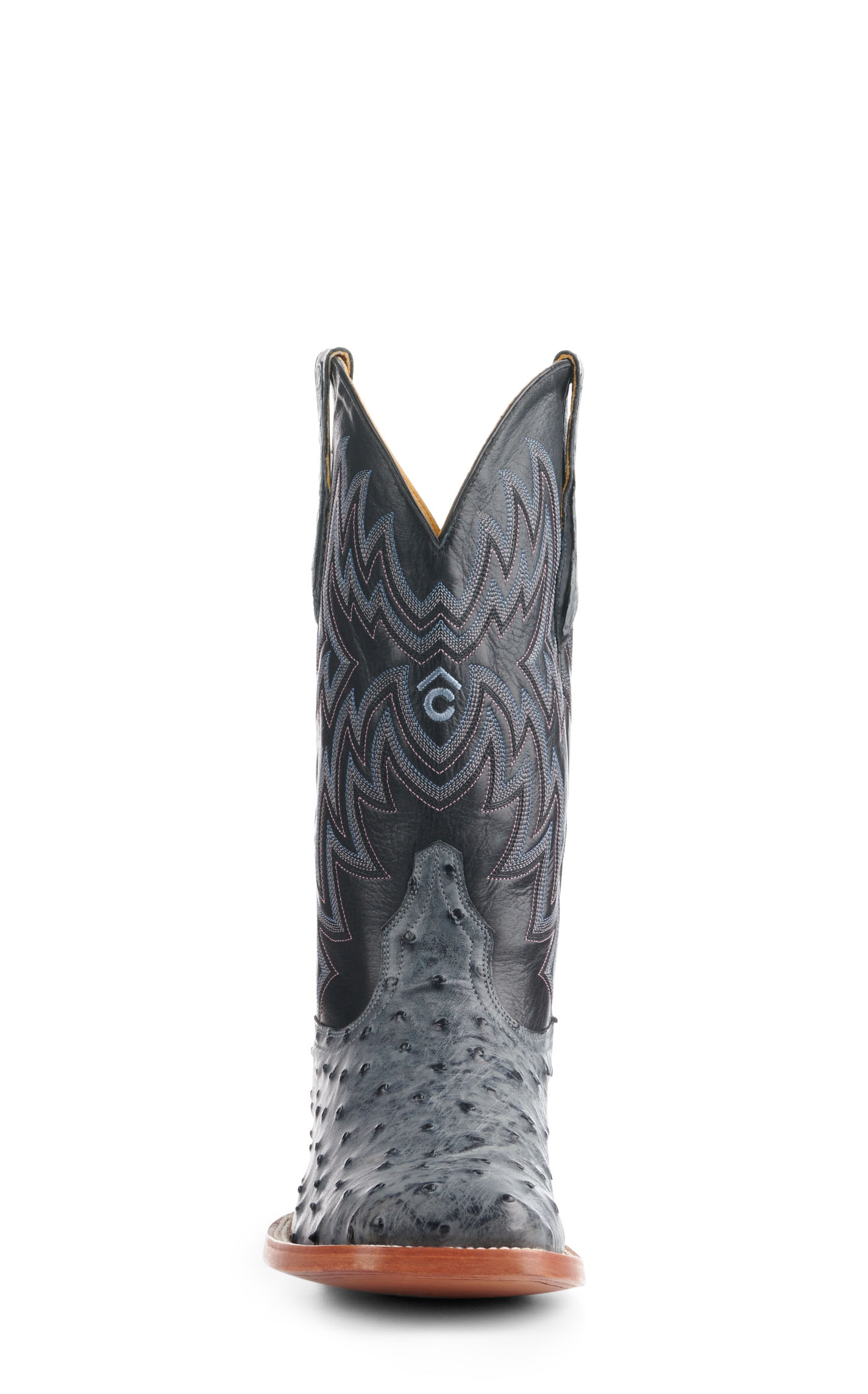 Cavender's Men's Black and Charcoal Full Quill Ostrich Wide Square Toe Exotic Cowboy Boots - Image 1