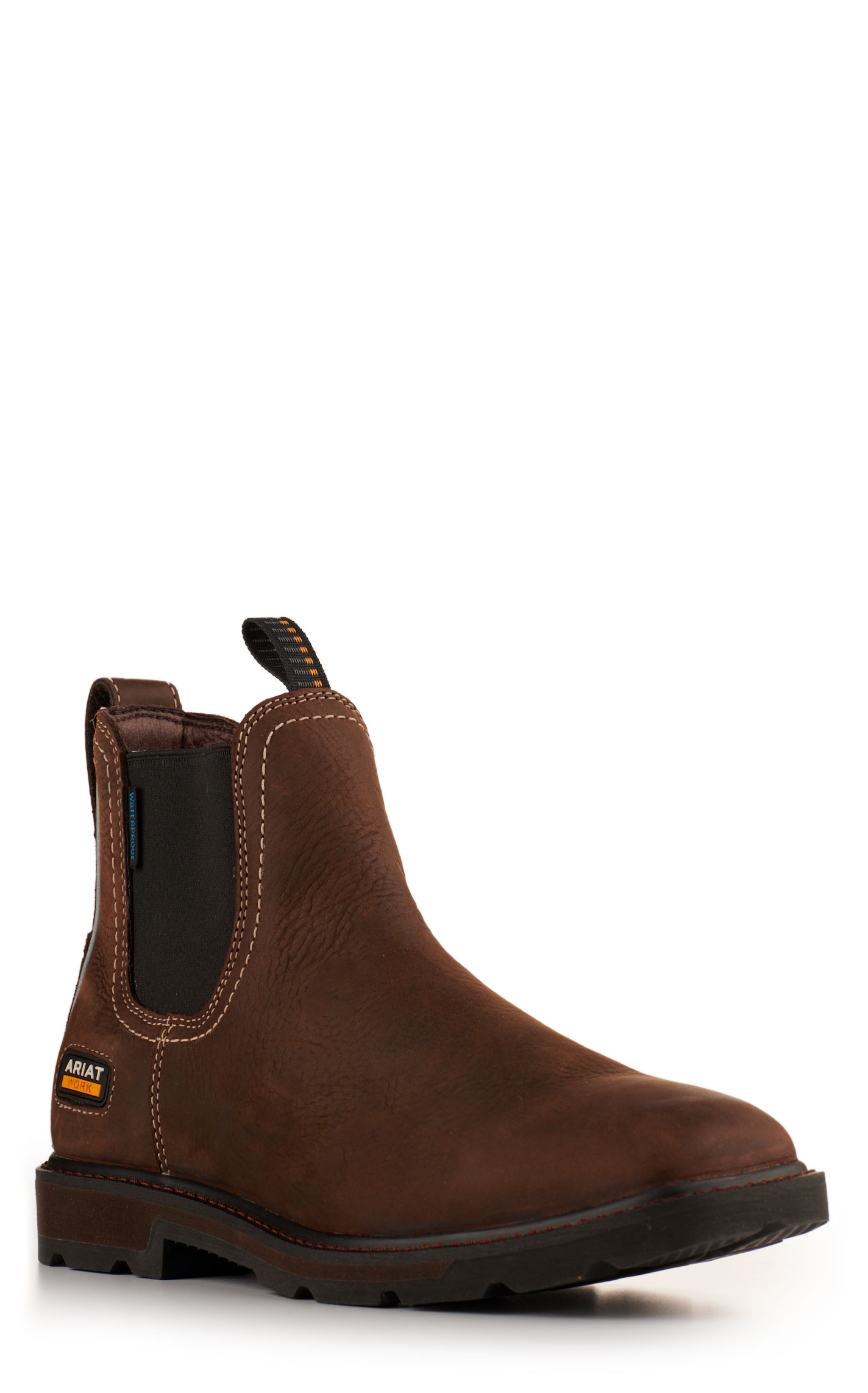 Ariat Men's Groundbreaker Dark Brown Waterproof Wide Square Toe Chelsea Work Boot - Image 1