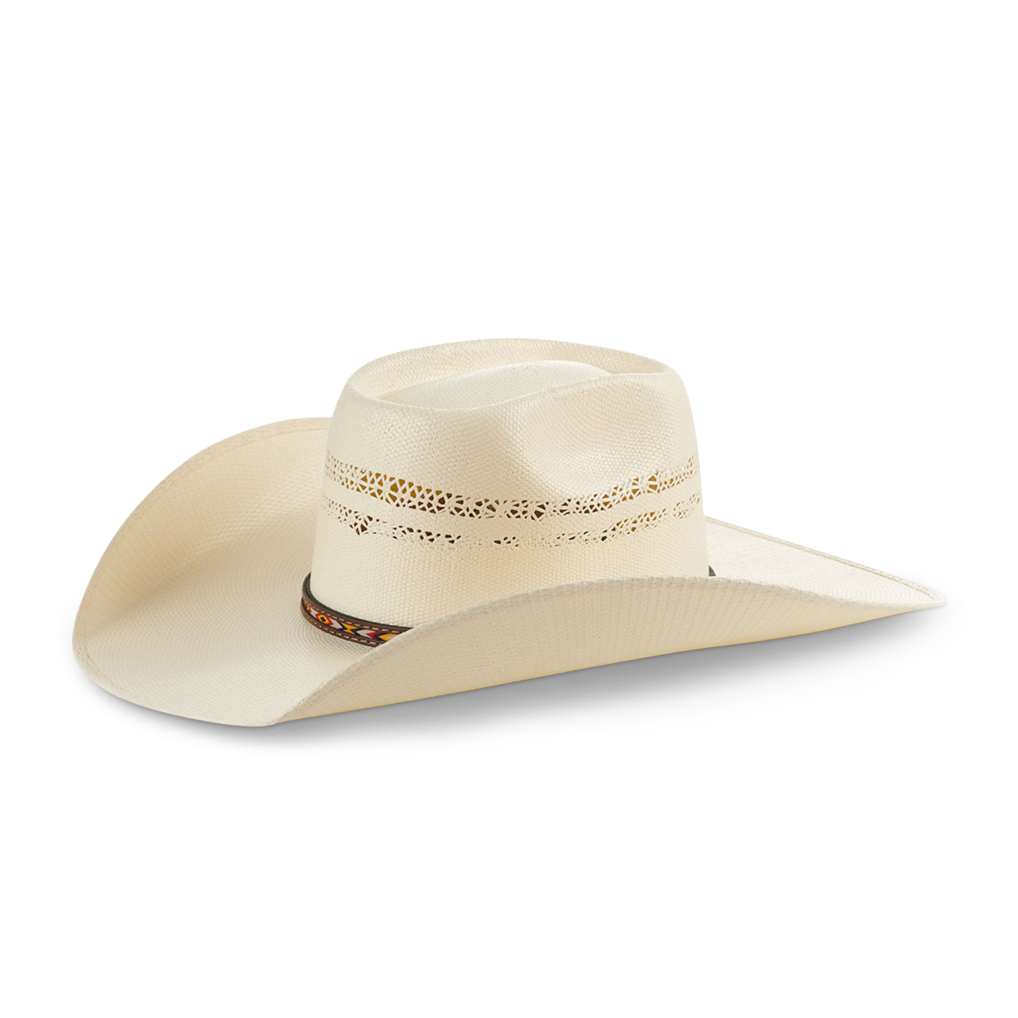 Rafter C Men's Ivory Vented Brick Crown Bangora Straw Cowboy Hat - Image 1