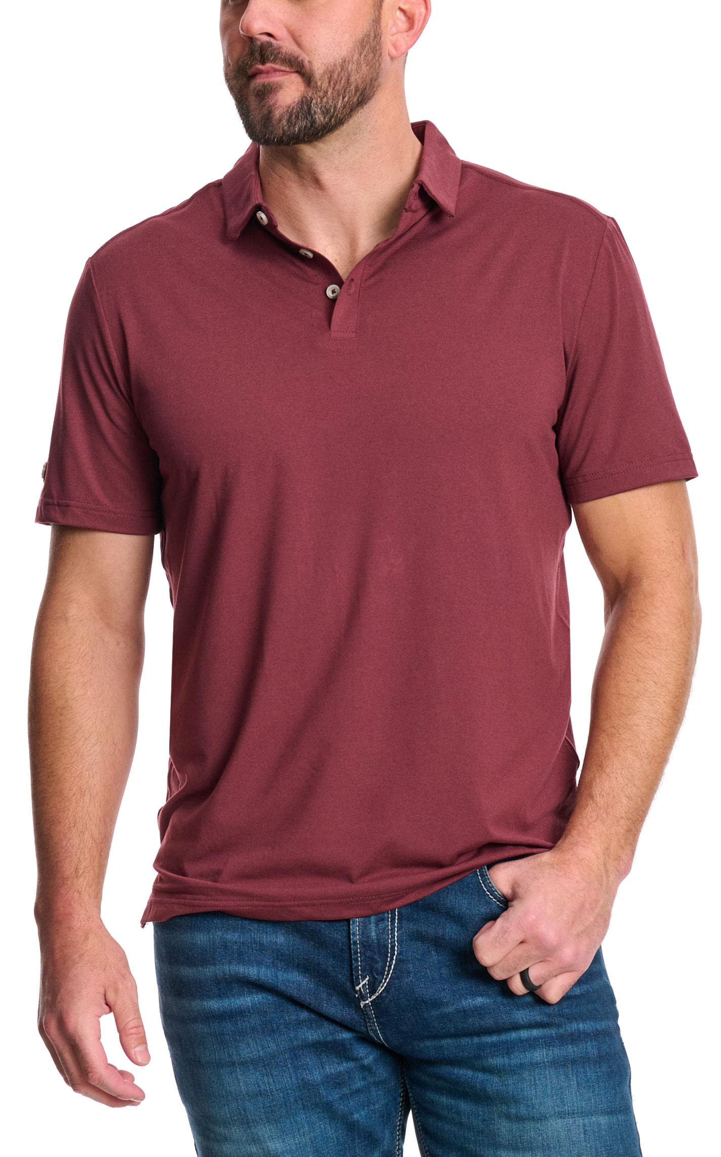 BURLEBO Men's Maroon Performance Polo - Image 1