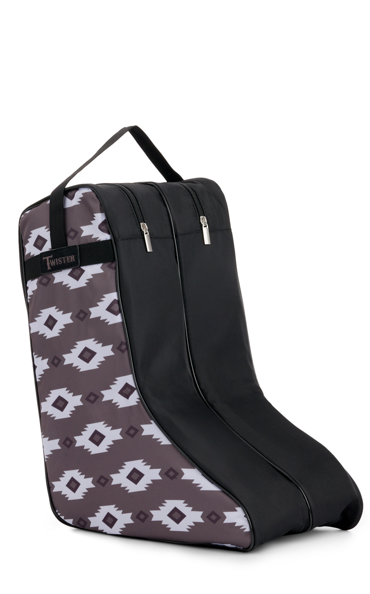 M&F Western Twister Black with Gray and White Aztec Print Boot Bag - Image 1