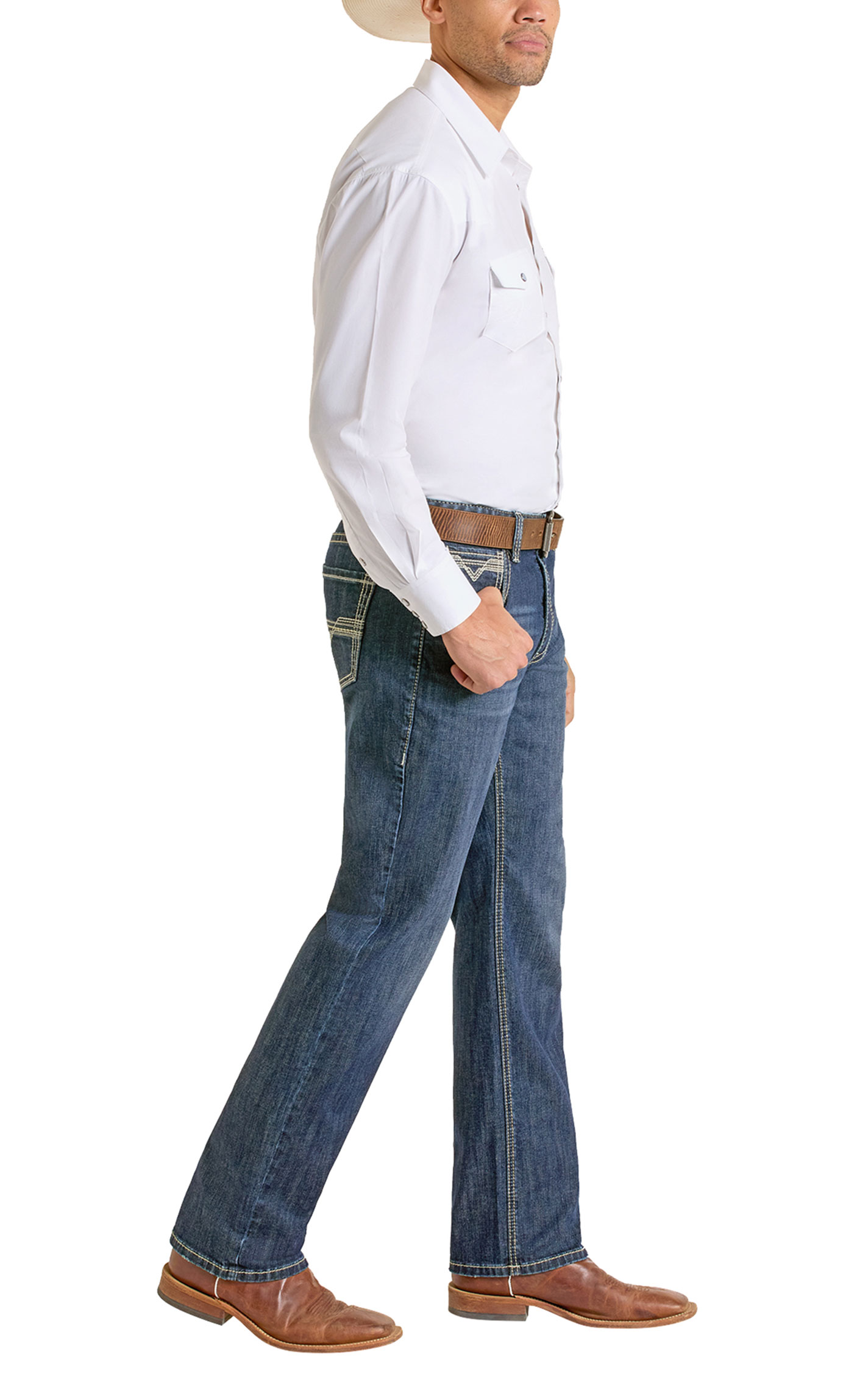 Rock & Roll Denim Men's Dark Vintage Double Barrel Stackable Bootcut Jeans - Image 1