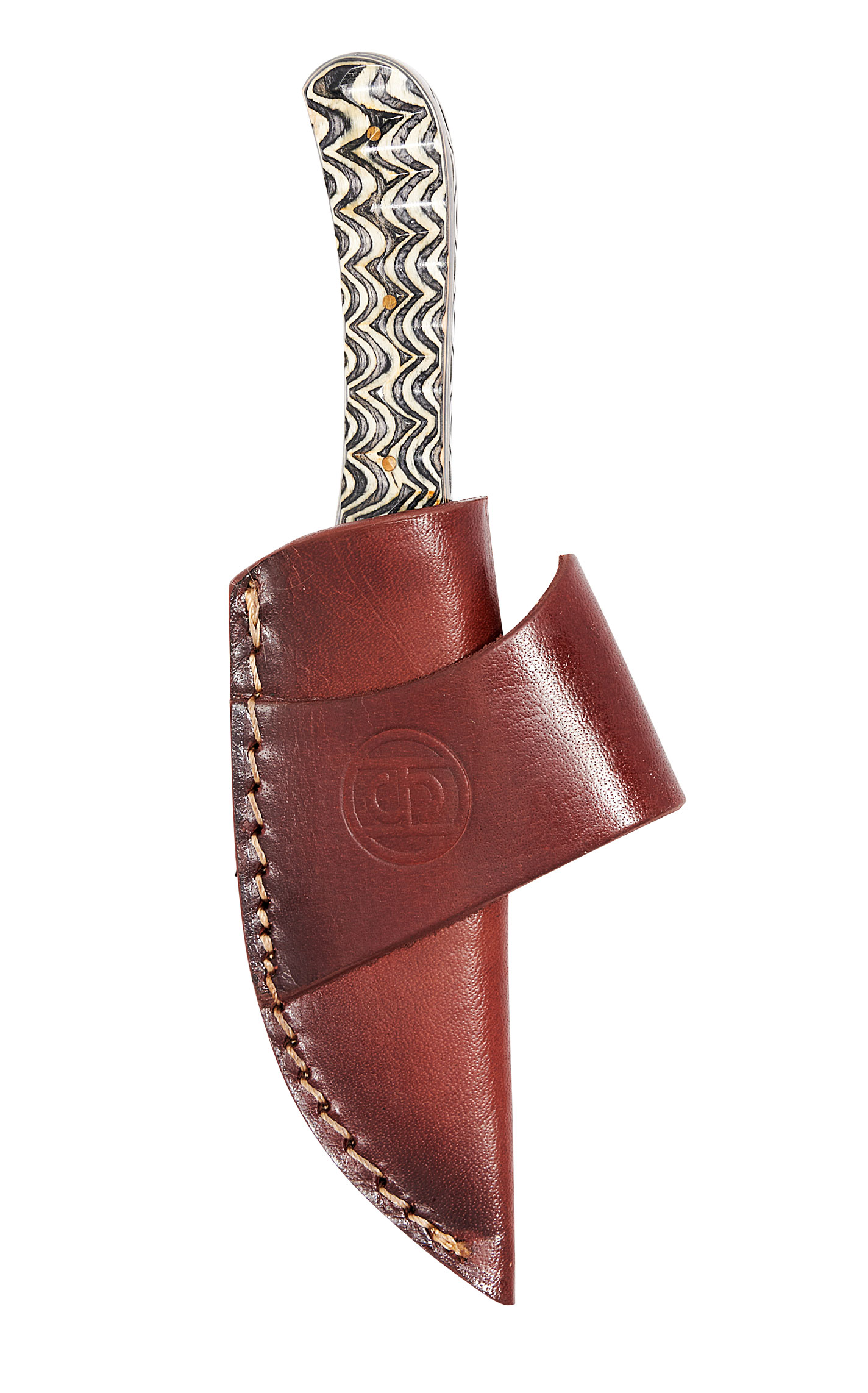 Circle SH Cutlery Damascus Steel & Pakka Wood Handle Fixed Blade Knife & Sheath - Image 1