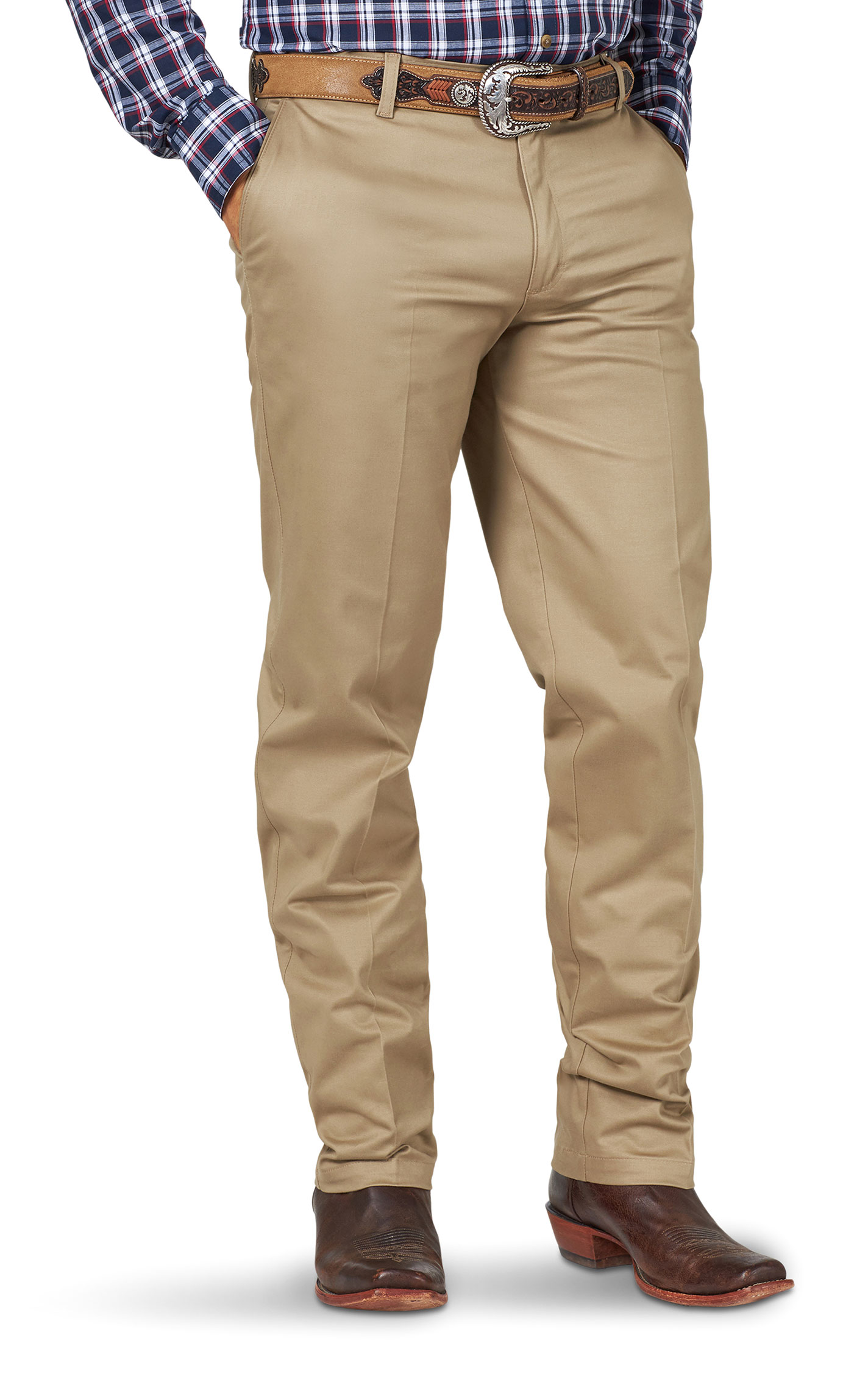 Wrangler Men's Khaki Flat Front Relaxed Fit Wrinkle Resistant Casual Pants - Image 1