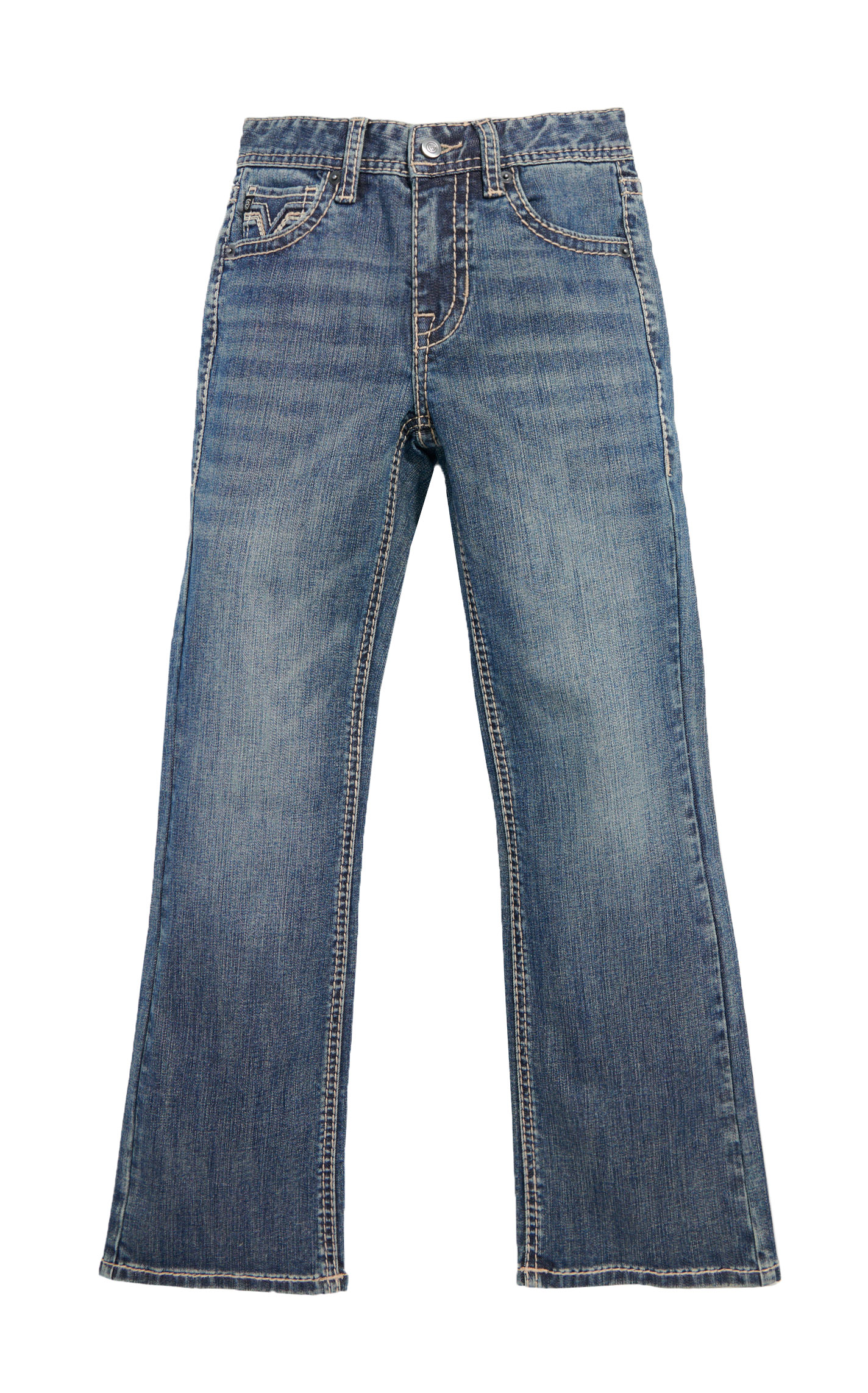 Rock & Roll Denim Boy's Medium Wash Two-Tone Bootcut Jeans - Image 1