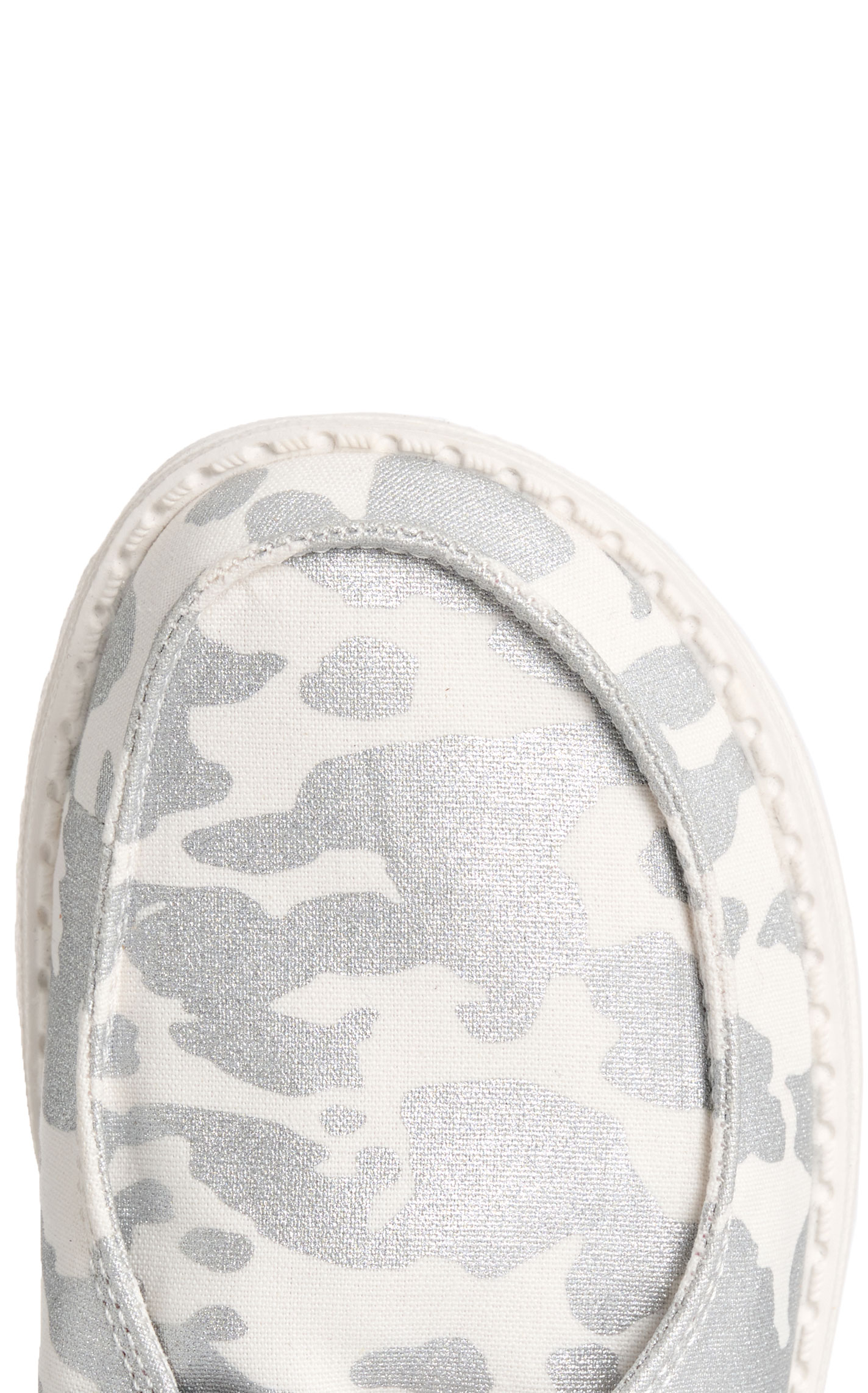 Hey Dude Women’s Wendy Funk Cow White, Silver and Pink Casual Shoes - Image 1