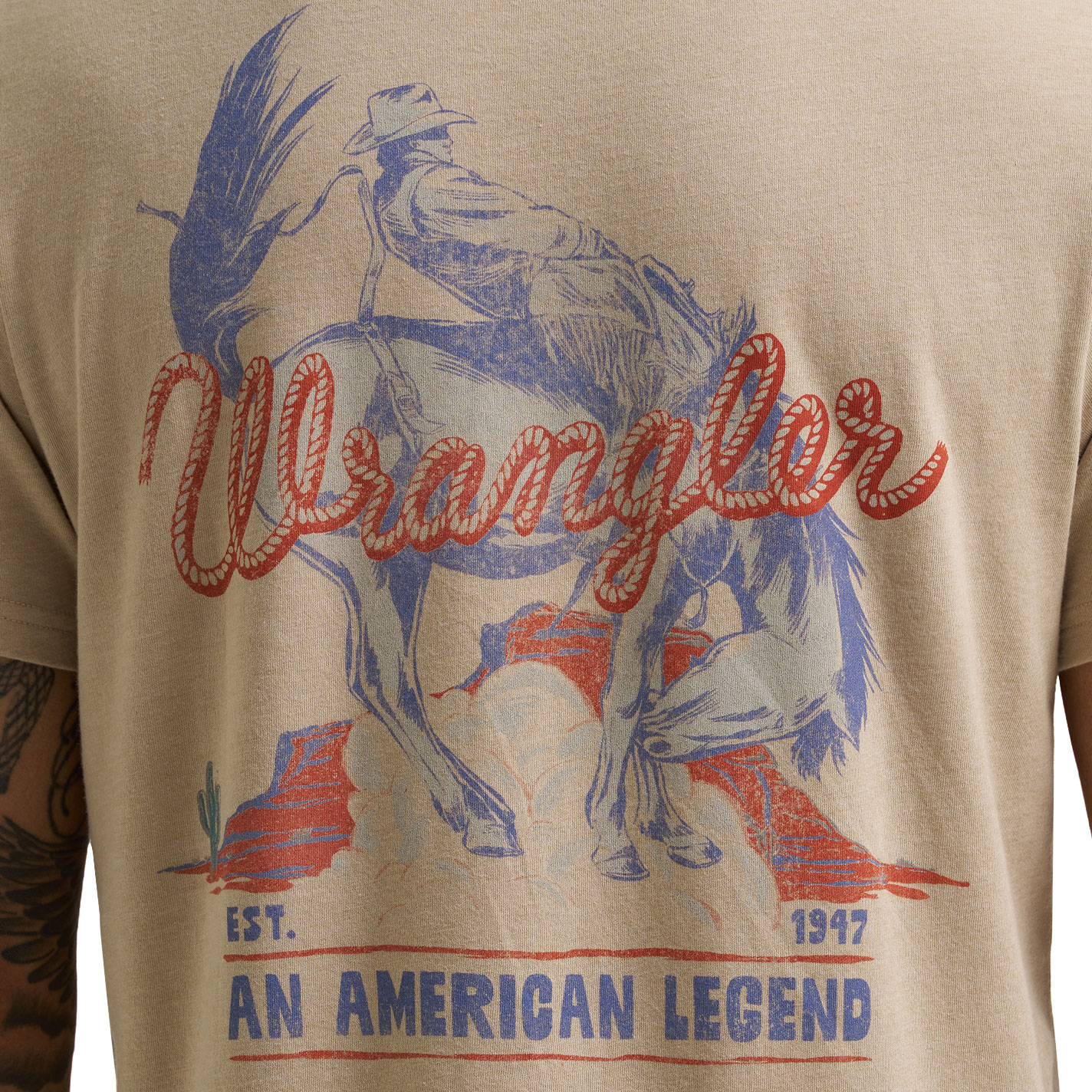 Wrangler Men's Natural Bronc Rider Graphic T-Shirt - Image 1