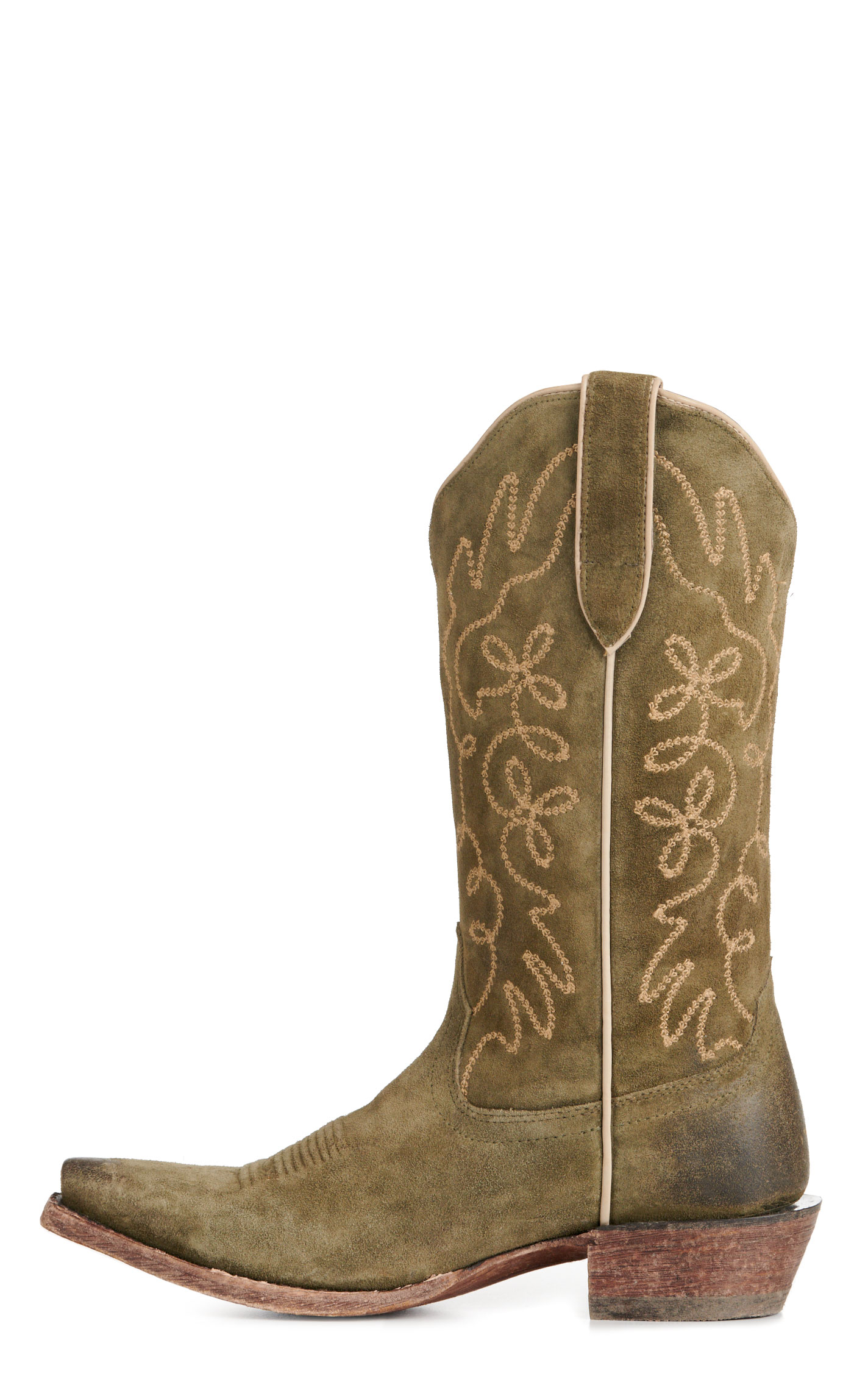 Ariat Women's Jukebox Olive Suede Snip Toe Cowboy Boots - Image 1