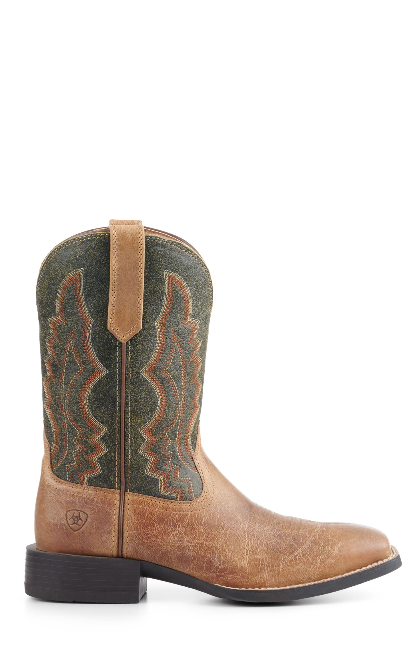 Ariat Men's Sport Riggin Tan and Olive Wide Square Toe Cowboy Boot - Image 1