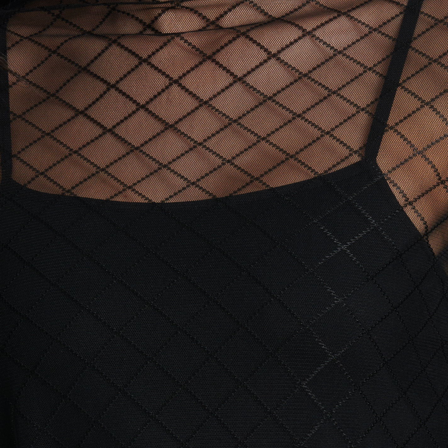 Marigold Kiss Women's Black Check Print Sheer Mesh Top - Image 1