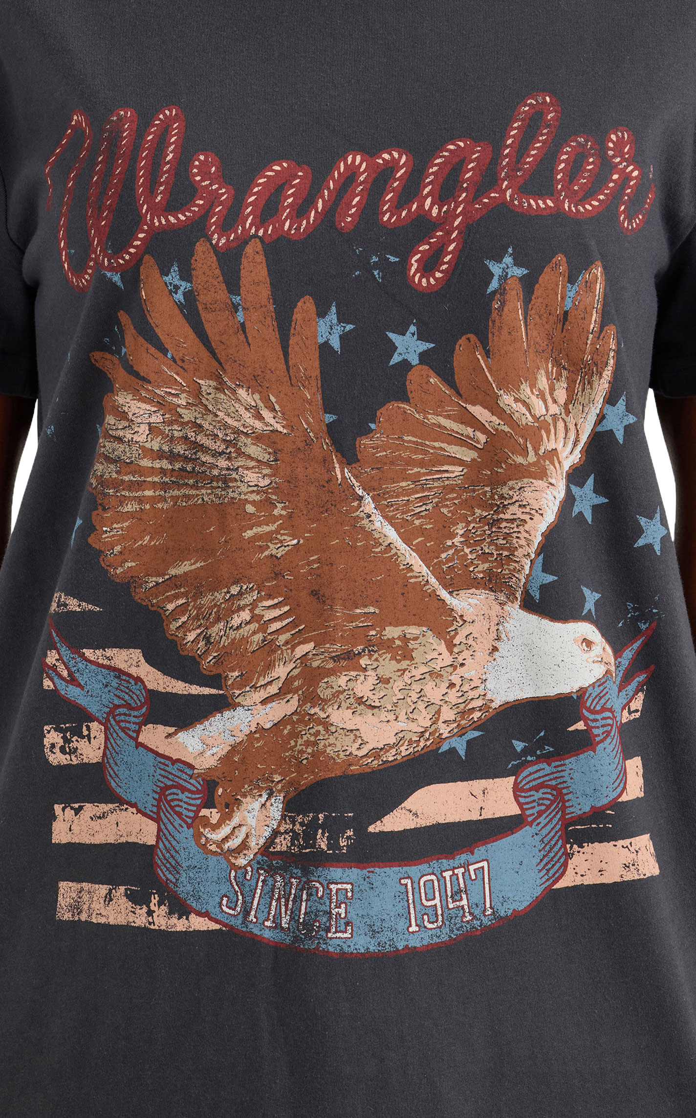 Wrangler Women's Black & Eagle Flag Logo Graphic T-Shirt - Image 1