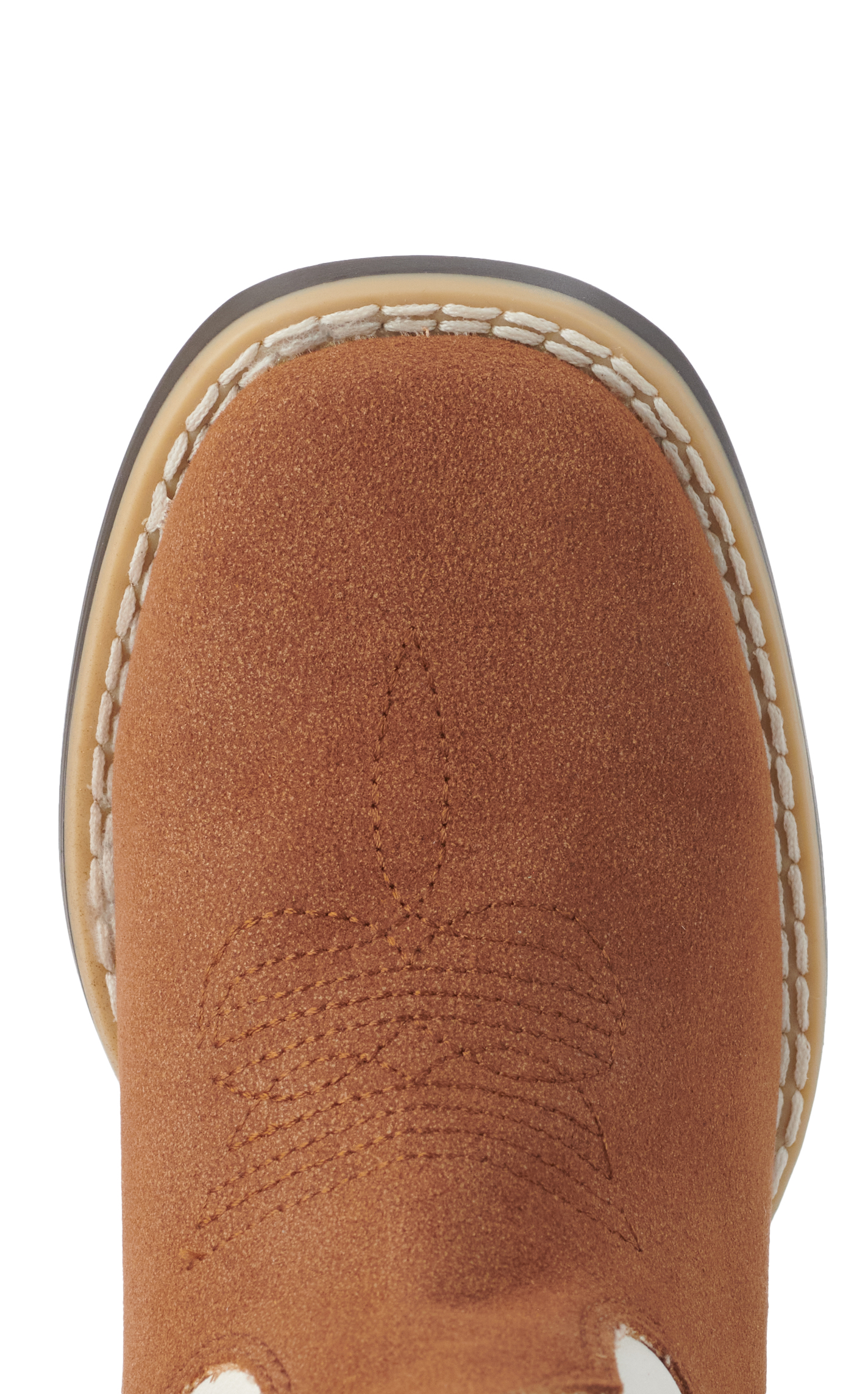 Twister Boys Trey White and Brown Roughout Wide Square Toe Cowboy Boots - Image 1