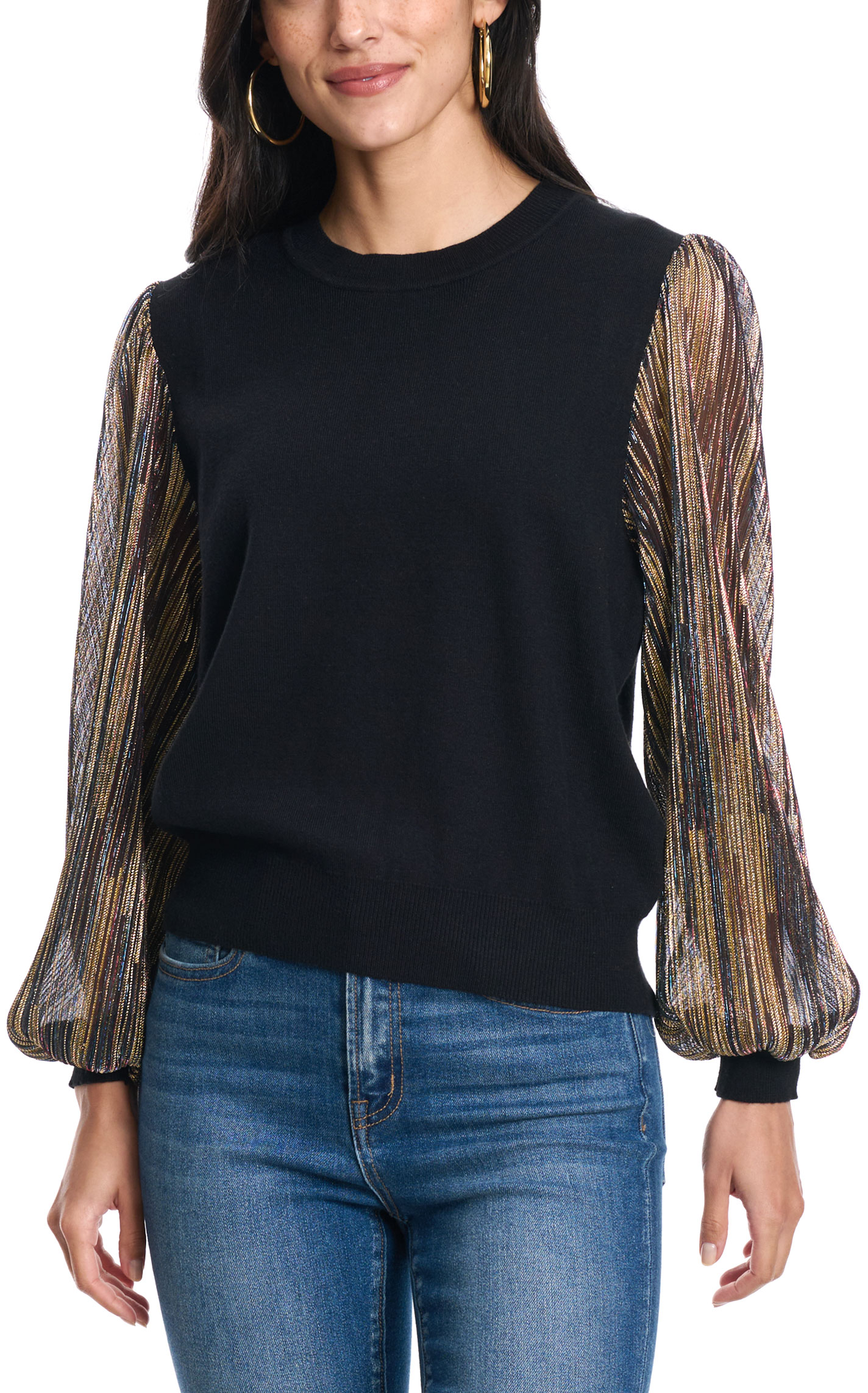 Rockin C Women's Black & Sparkling Lurex Top - Image 1