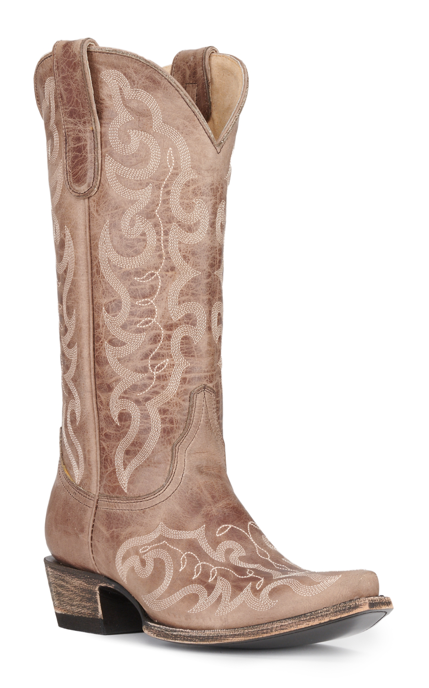 Cavender's Women's Orix Tan Cowhide Snip Toe Cowboy Boots - Image 1