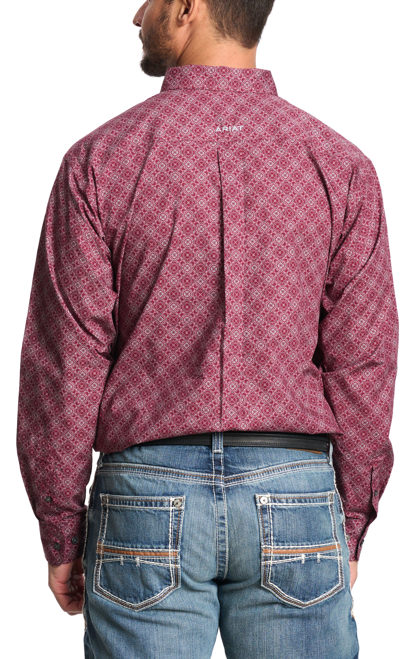 Ariat Men's Wyatt Wine Geo Print Western Shirt - Big & Tall Sizes - Image 1