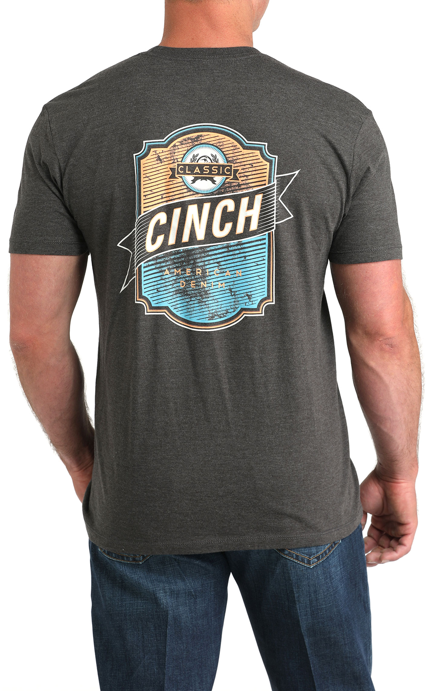 Cinch Men's Charcoal Classic American Denim Graphic T-Shirt - Image 1