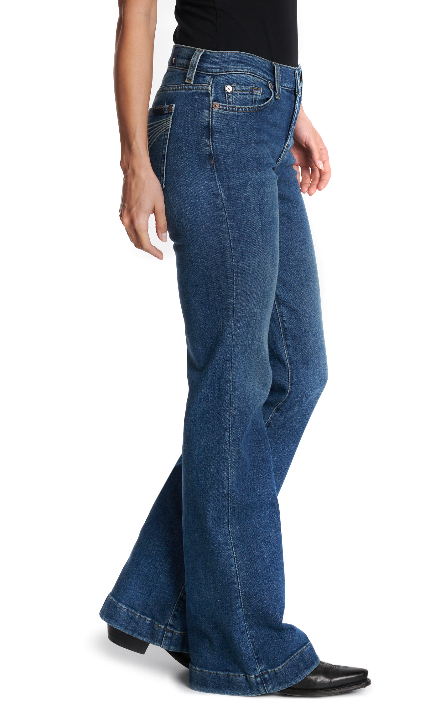7 For All Mankind Women’s Medium Wash Dojo Sacramento Silver Pocket Jeans - Image 4