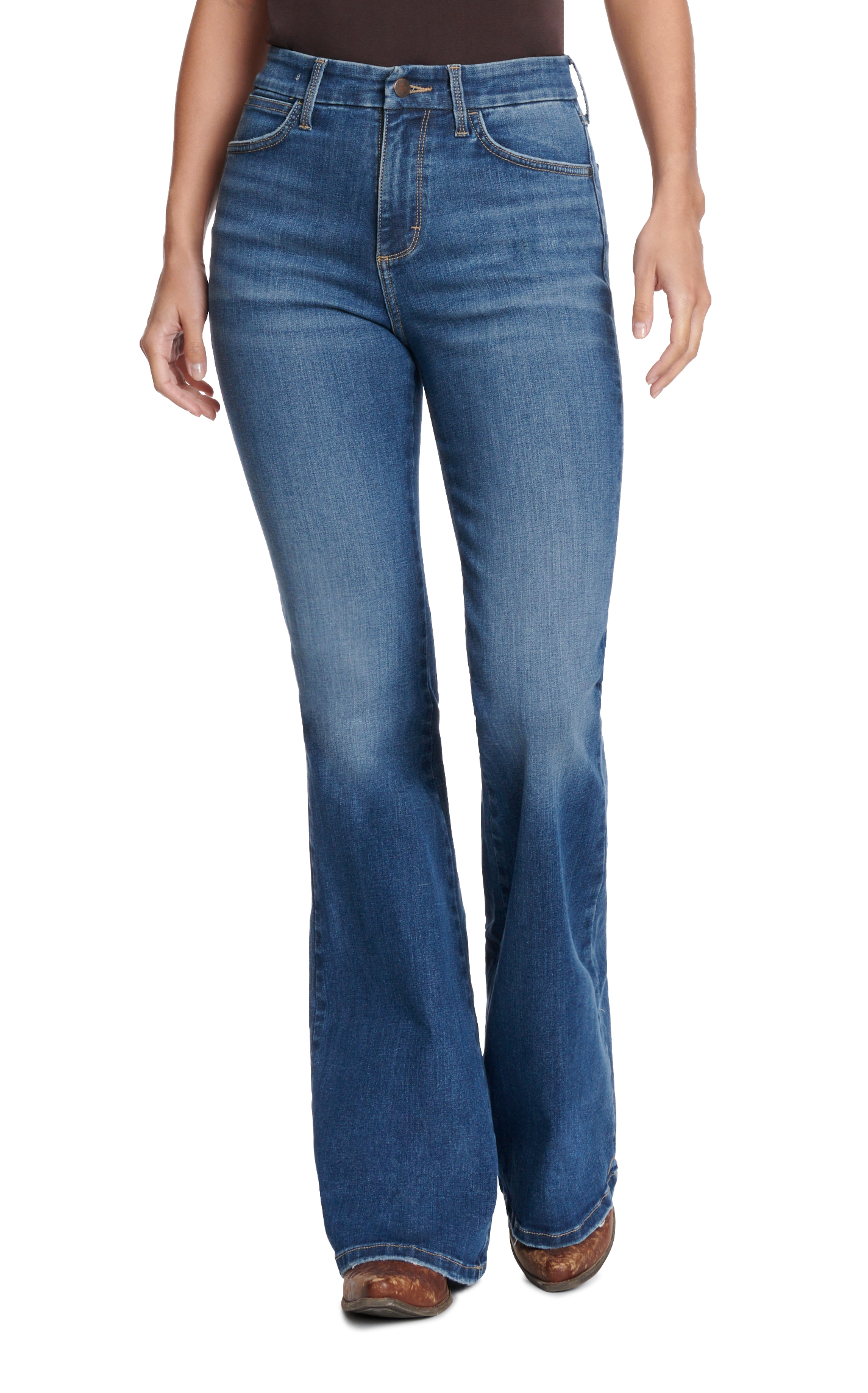 Wrangler Women's Medium Wash Lily Bespoke Flare Leg Jeans - Image 1