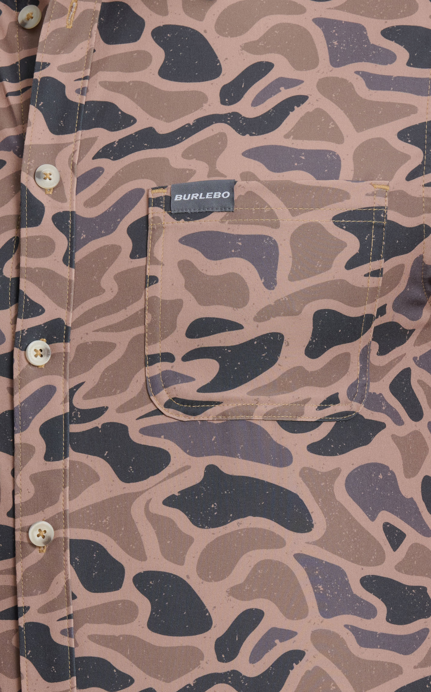 BURLEBO Men's Coffee Camo Performance Outdoor Shirt - Image 14389