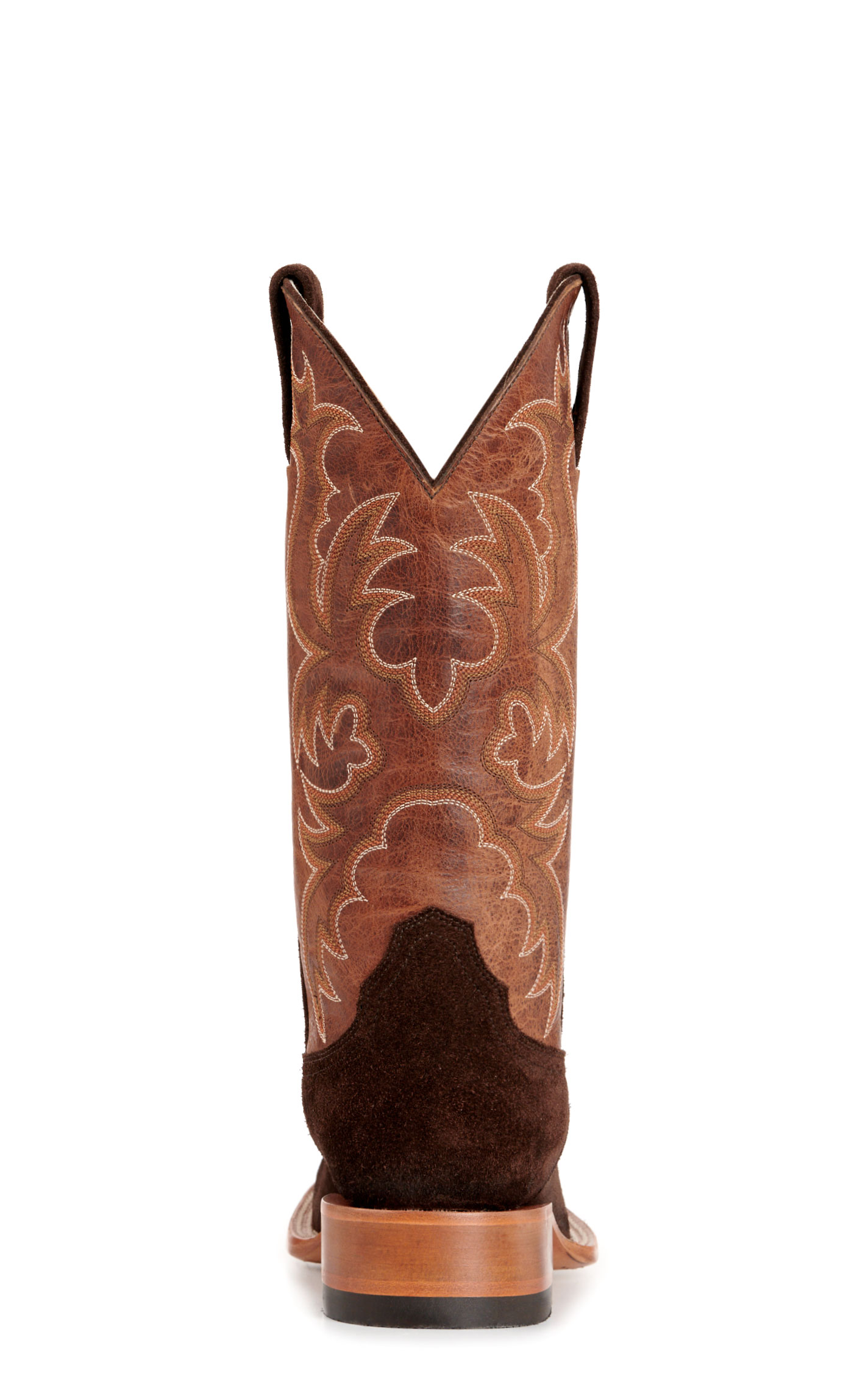 Cavender’s Women’s Leather Dark Brown Roughout and Moka Wide Square Toe Cowboy Boots  - Image 1