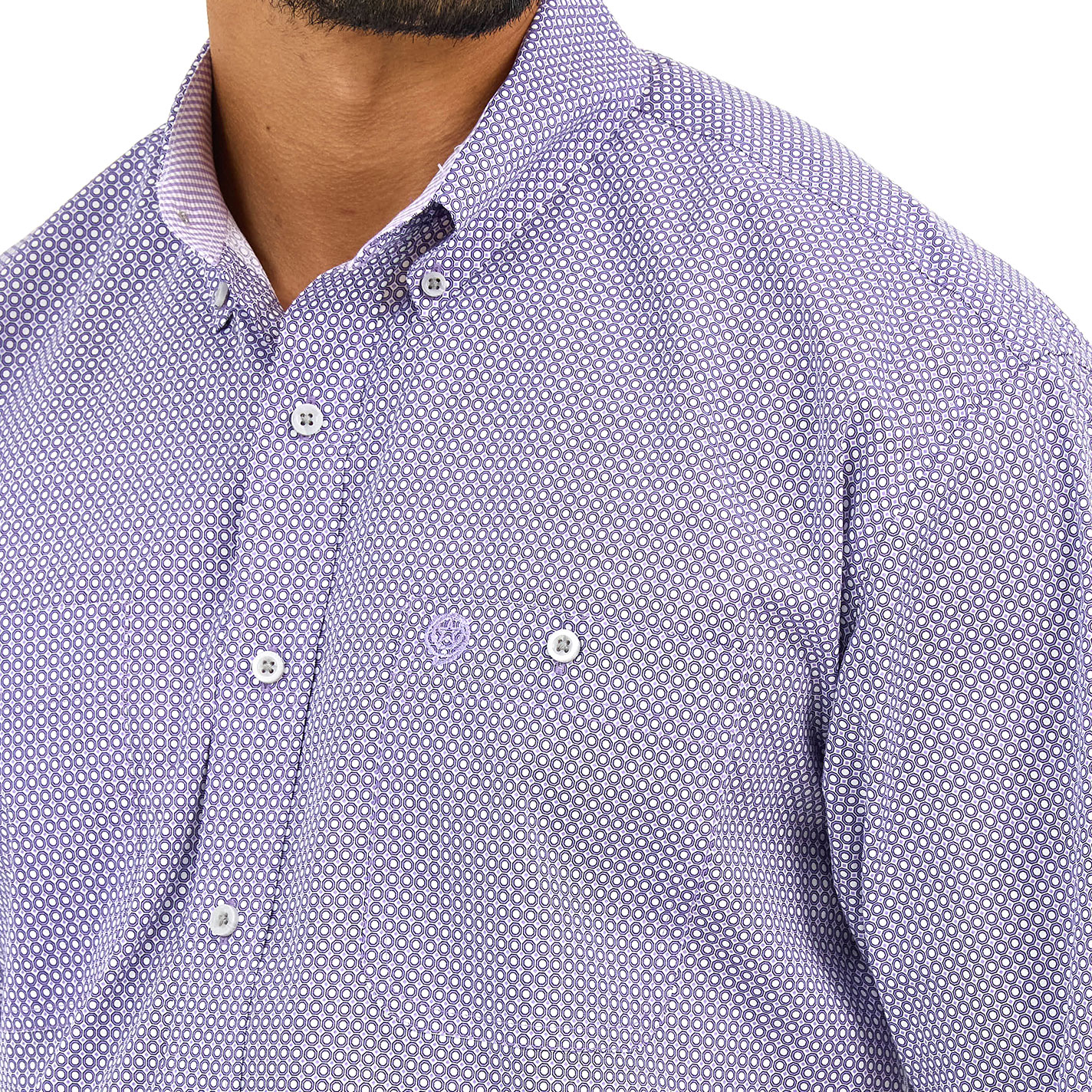 Wrangler Men's George Strait Collection Purple Geo Print Western Shirt - Image 1