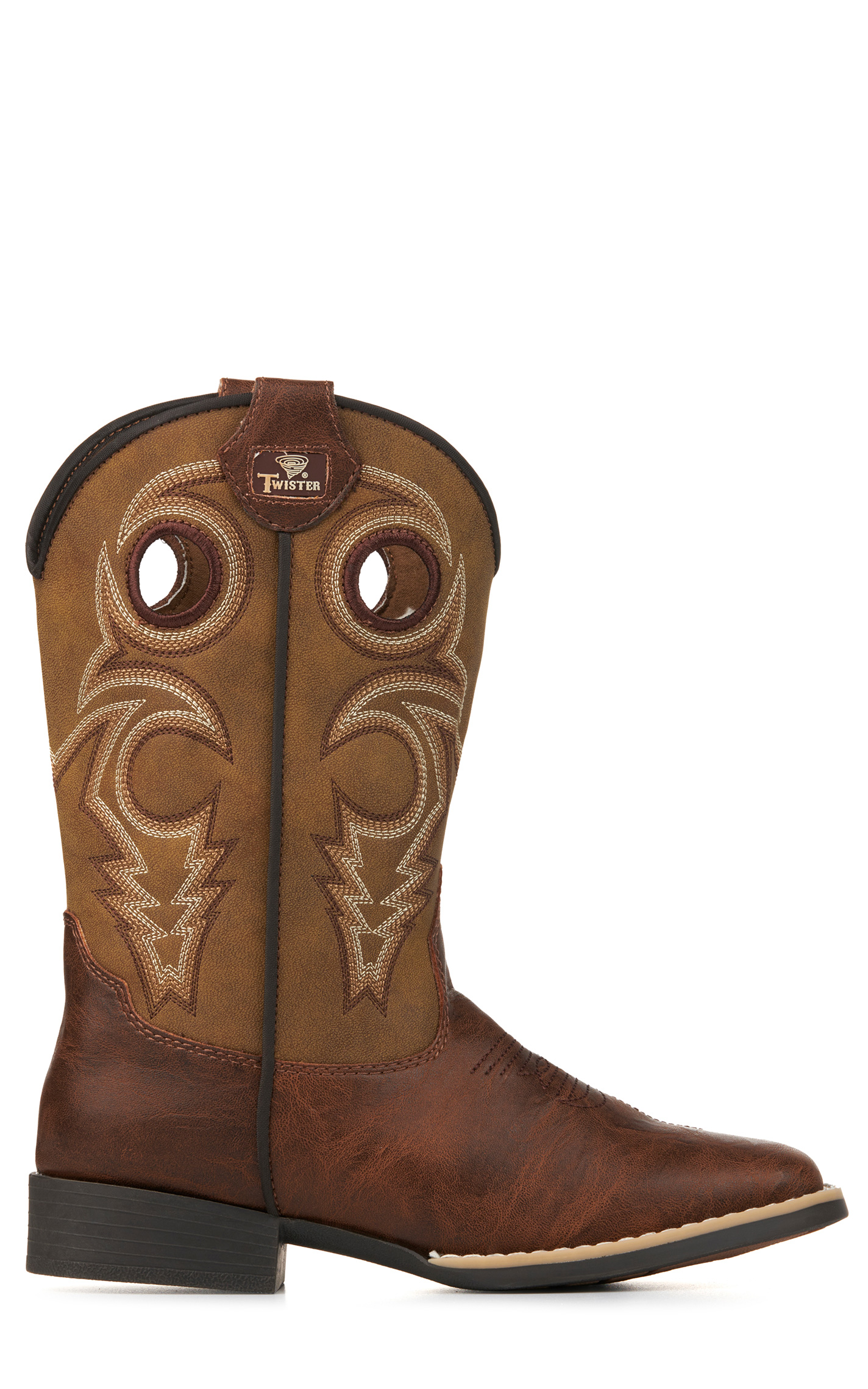 Twister Kids' Jasper Brown and Tan Wide Square Toe Cowboy Boots - Image 1
