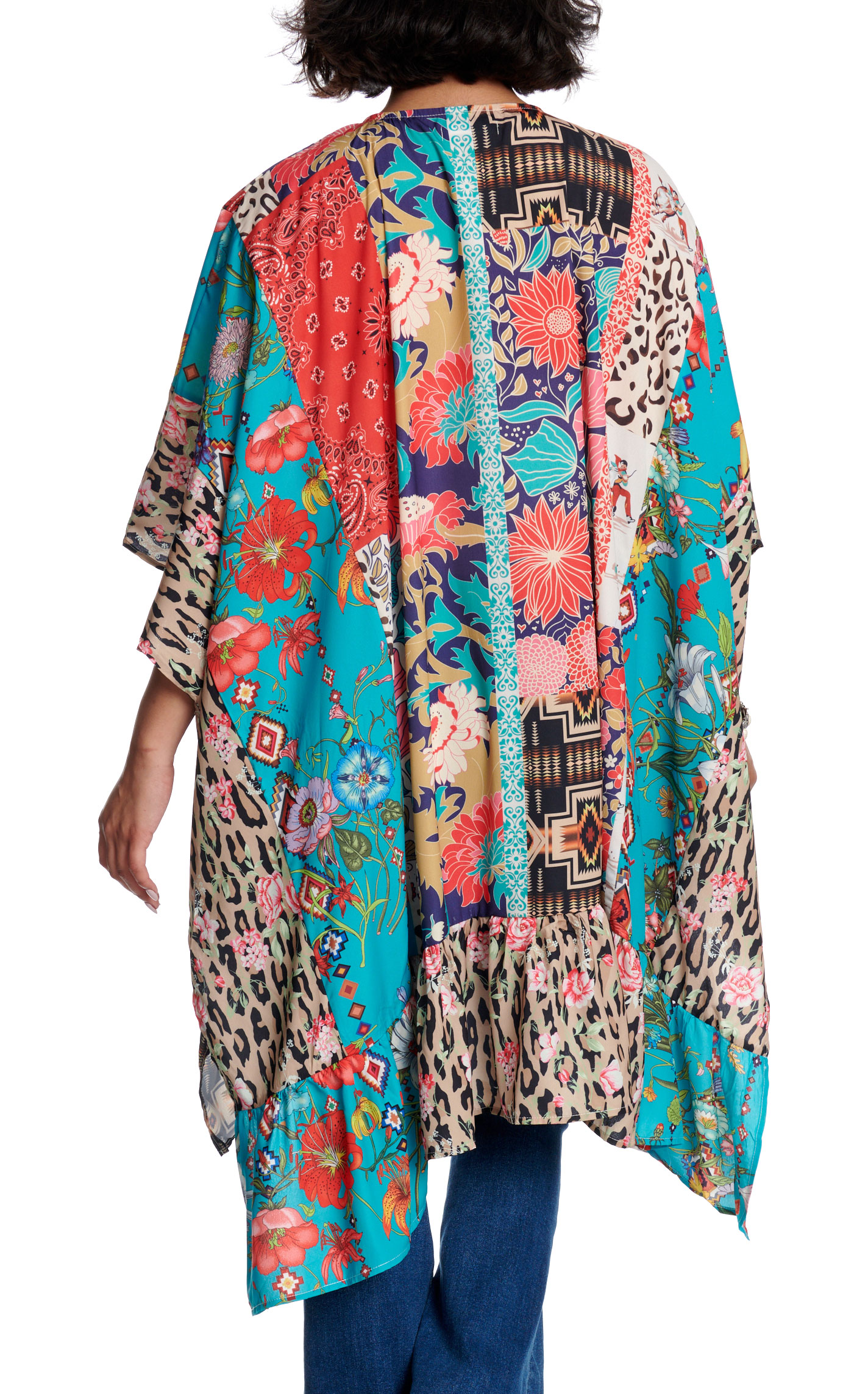 Fashion Express Women's Multicolor Print Kimono - Image 1