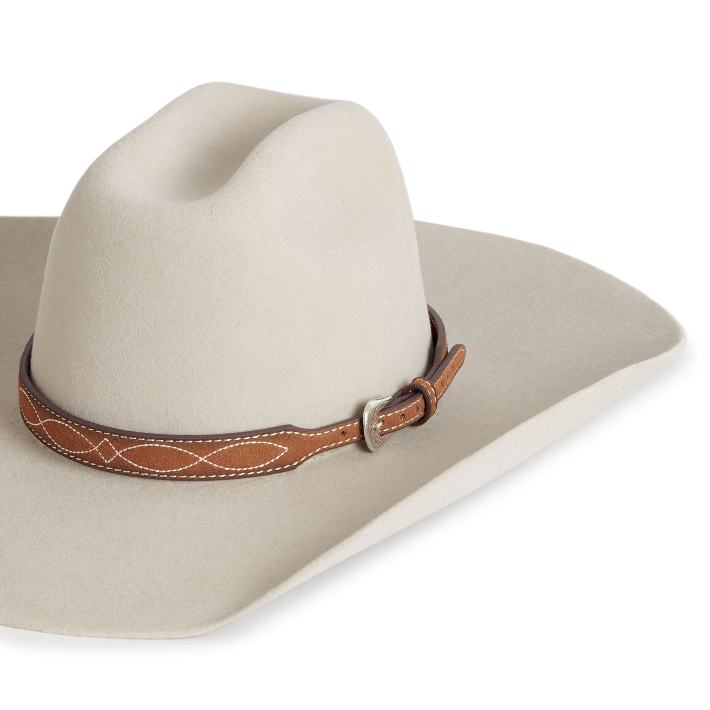 3D Belt Co Brown Roughout Boot Stitch Hatband - Image 1