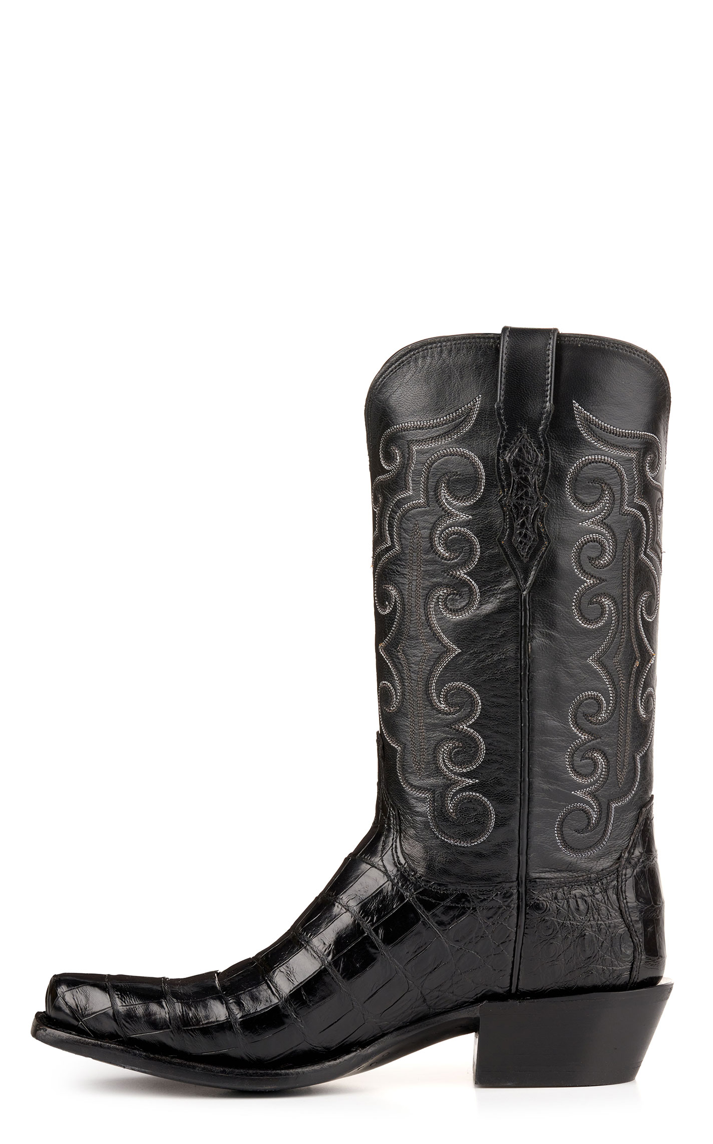 Lucchese Men's Black Ultra Caiman Belly 7-Toe Exotic Cowboy Boots - Image 1