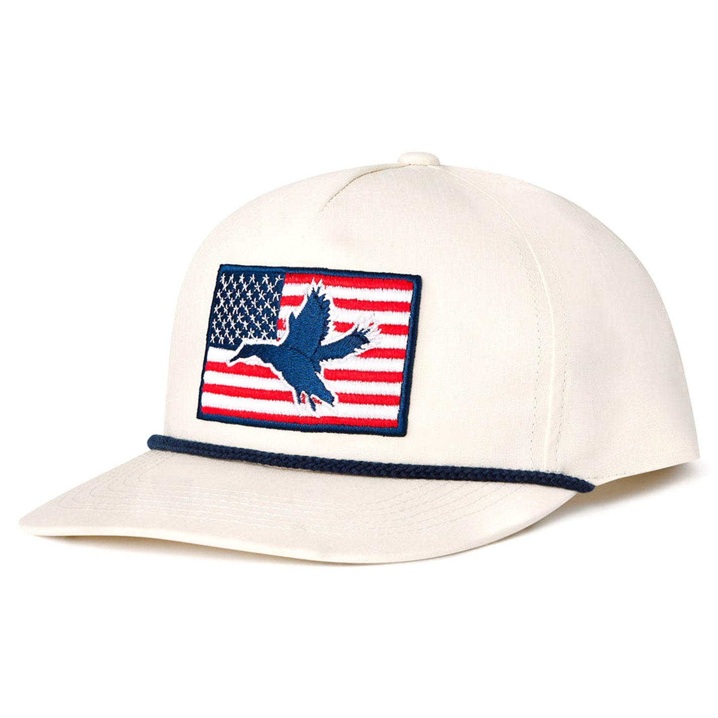 Burlebo White American Flag & Duck Curved Bill Cap - Image 1