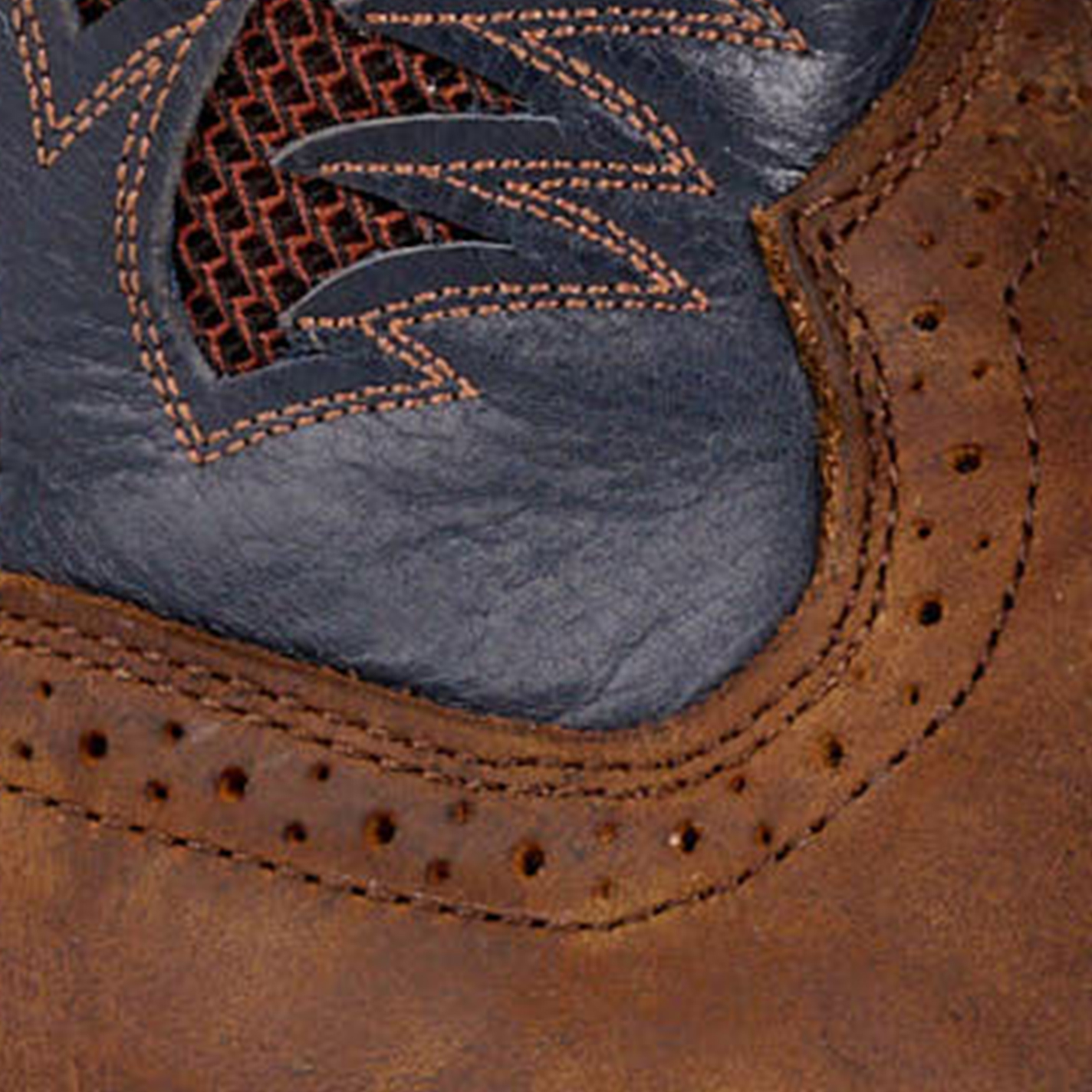 Ariat Men's Sport Cool VentTEK Bar Brown and Blue Wide Square Toe Cowboy Boot - Image 1