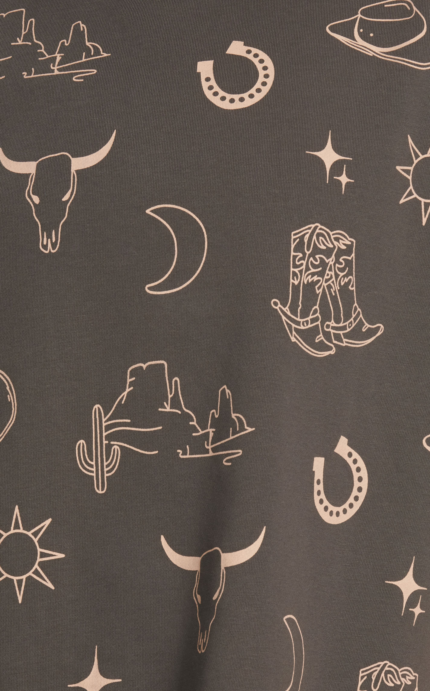 Umgee Women's Charcoal & Latte Western Print Top - Image 1