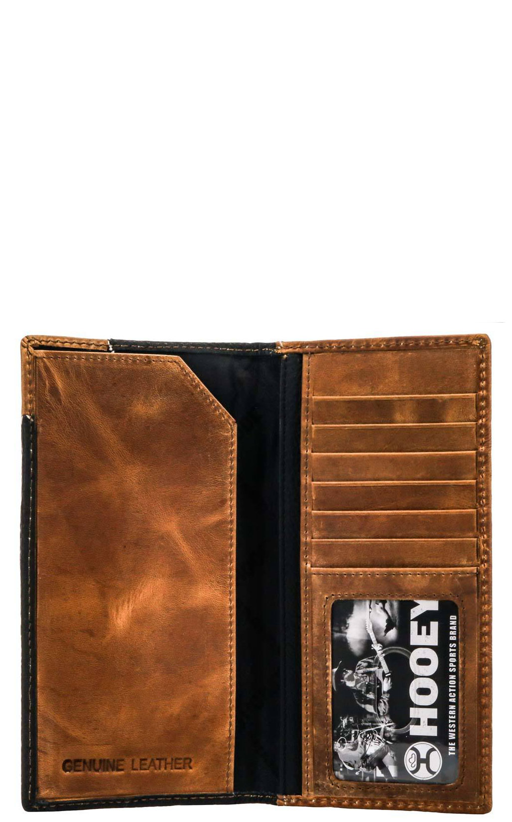 Hooey Men's Black & Tan with Diamond Patchwork Cowhide Rodeo Wallet - Image 1